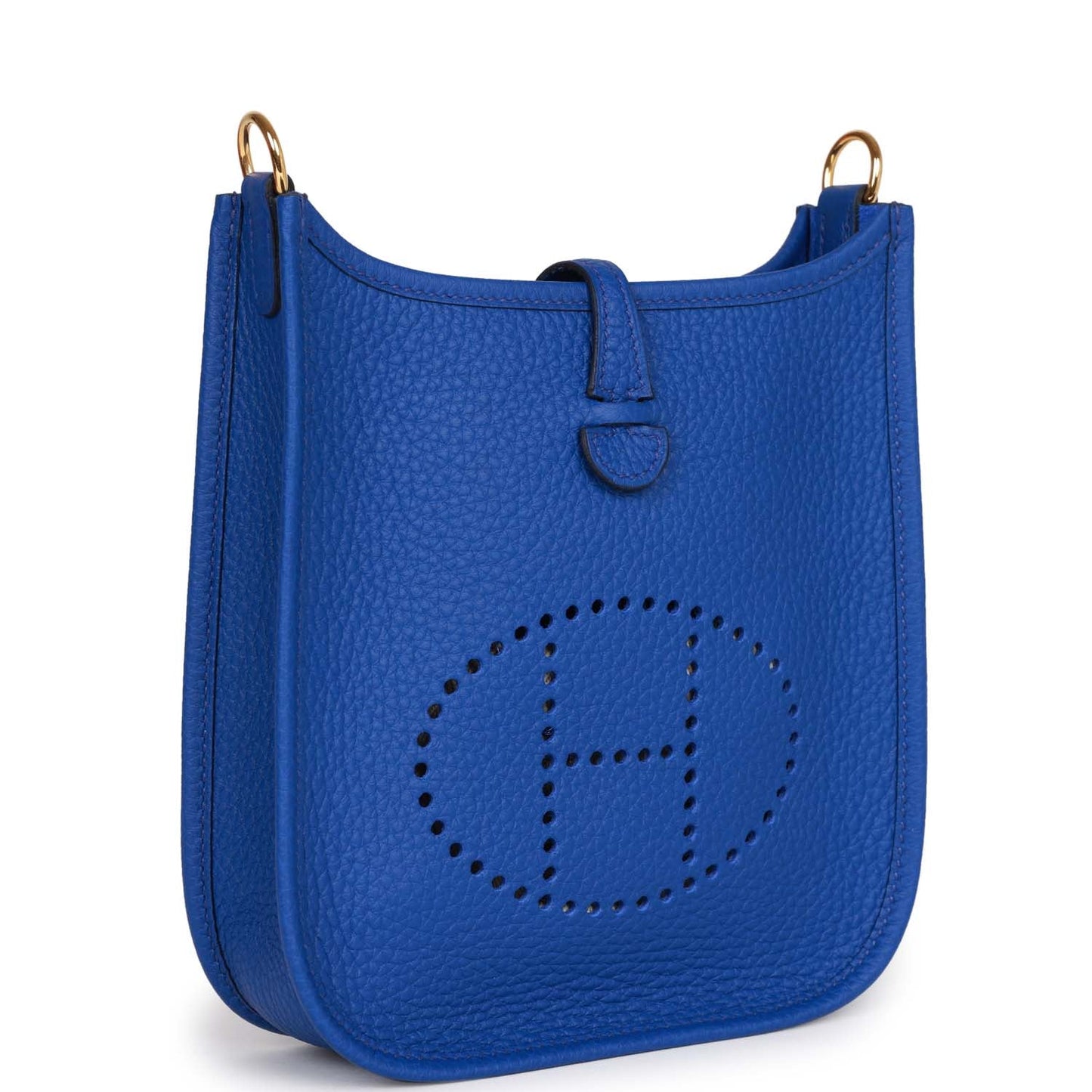 Hermes Luxury Evelyne Tpm Bleu Electric Clemence Hardware Gold Travel Bag