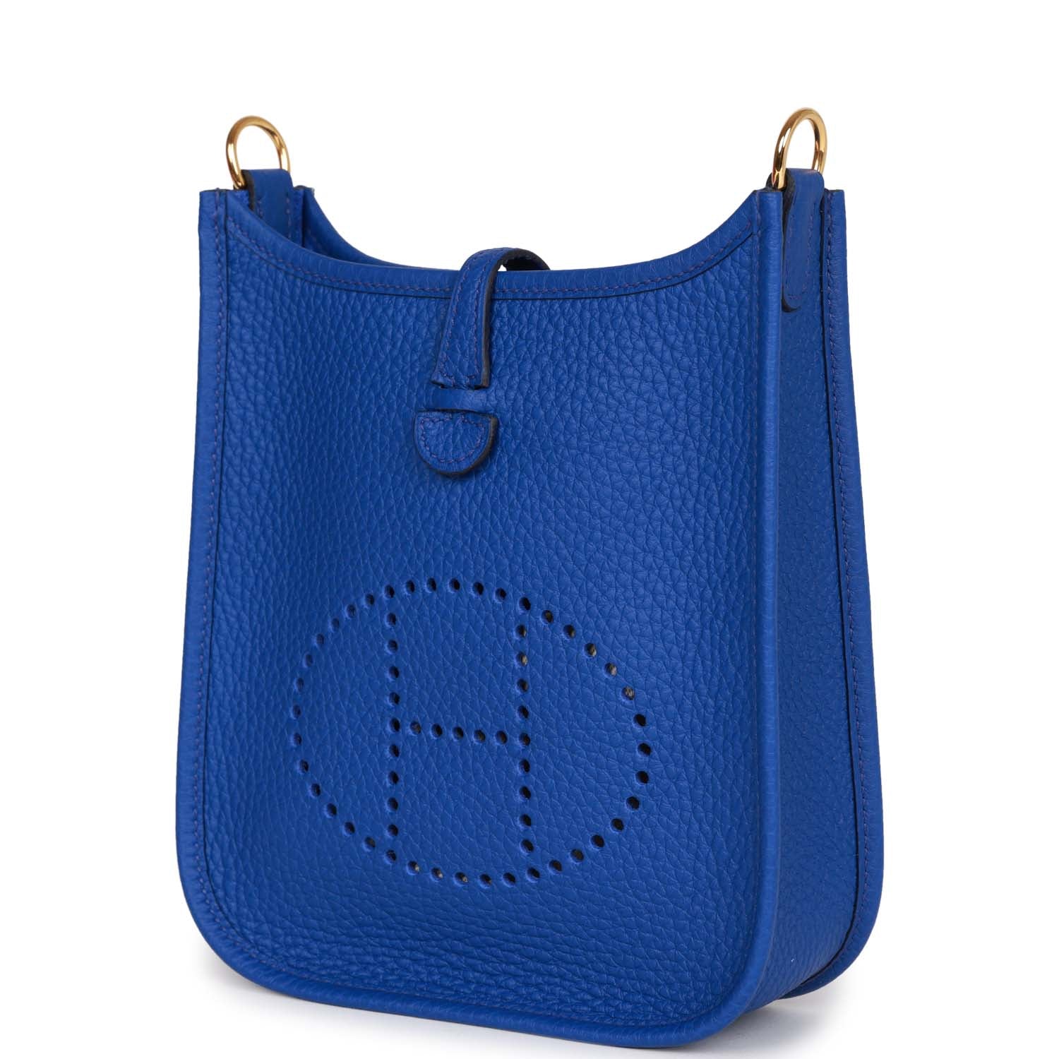 Hermes Luxury Evelyne Tpm Bleu Electric Clemence Hardware Gold Travel Bag