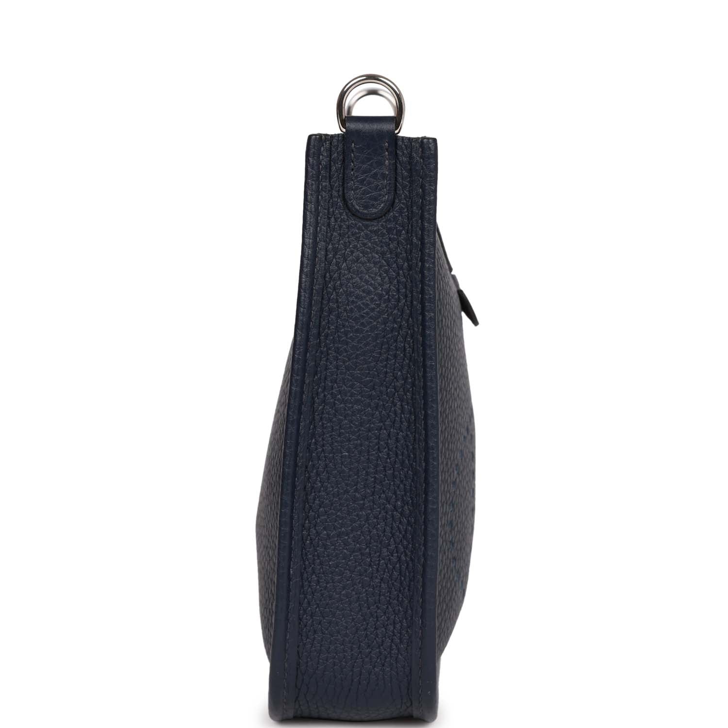 Hermes Luxury Evelyne Tpm Bleu Nuit Clemence Palladium Travel Bag