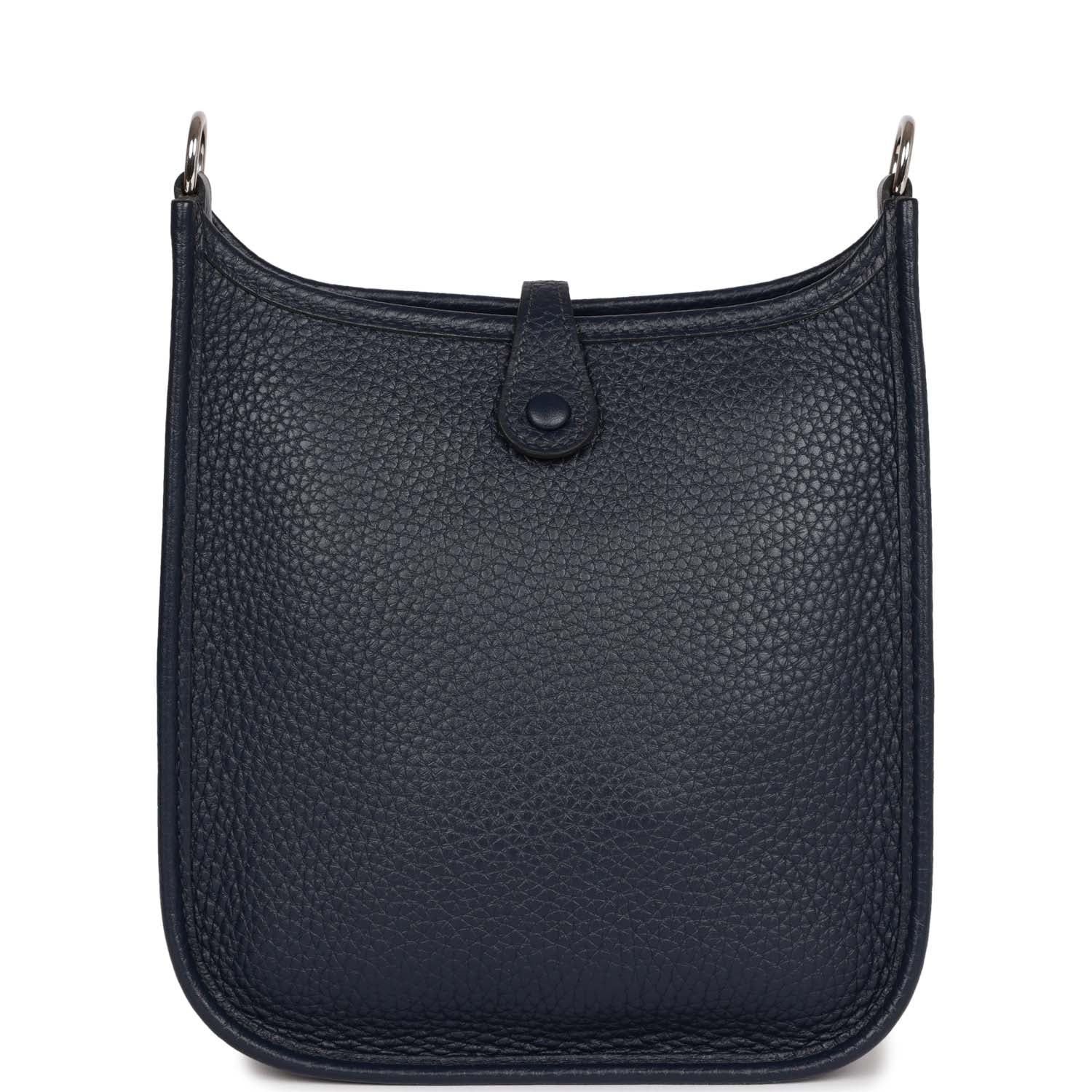 Hermes Luxury Evelyne Tpm Bleu Nuit Clemence Palladium Travel Bag
