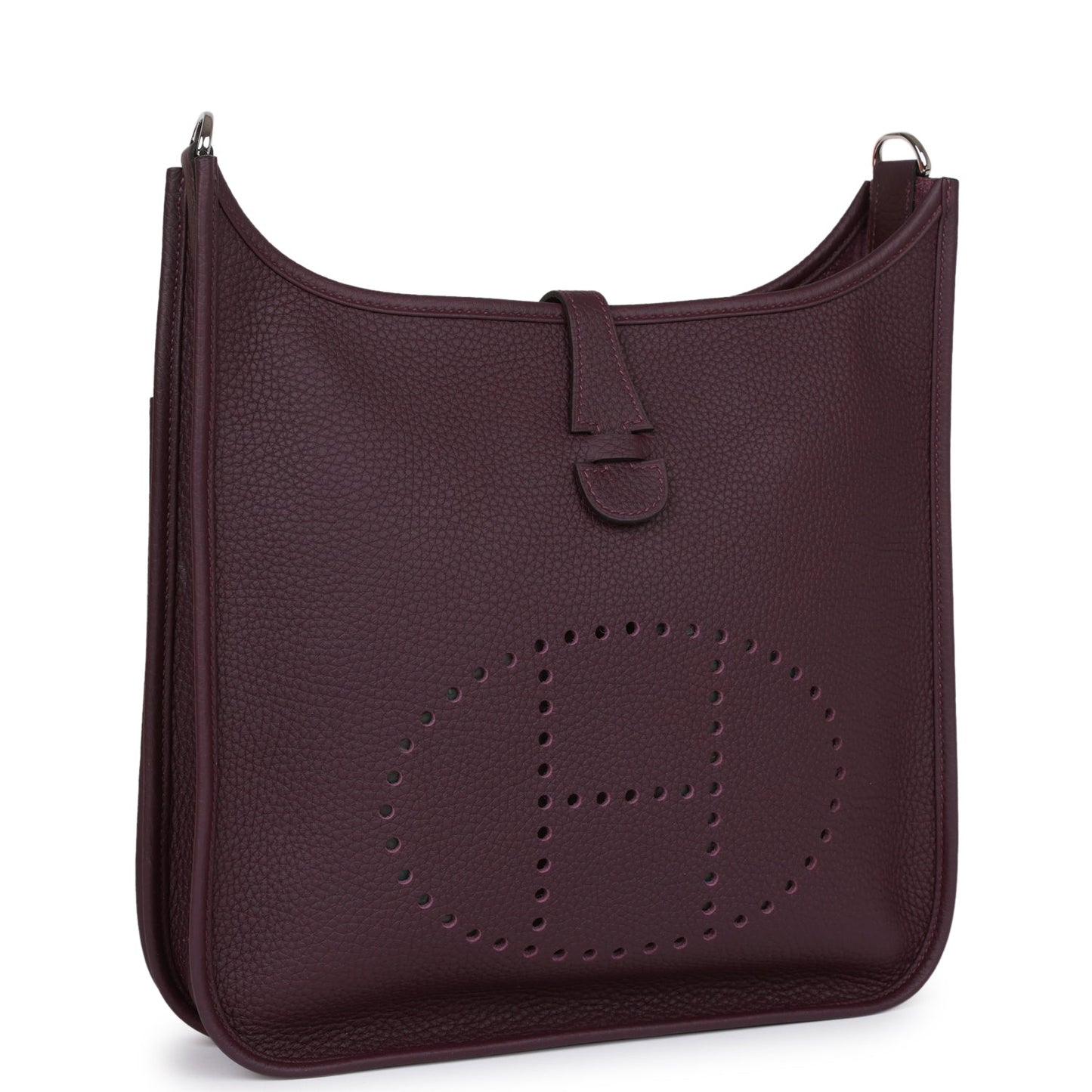 Hermes Luxury Evelyne Iii Pm Cassis Clemence Palladium Travel Bag
