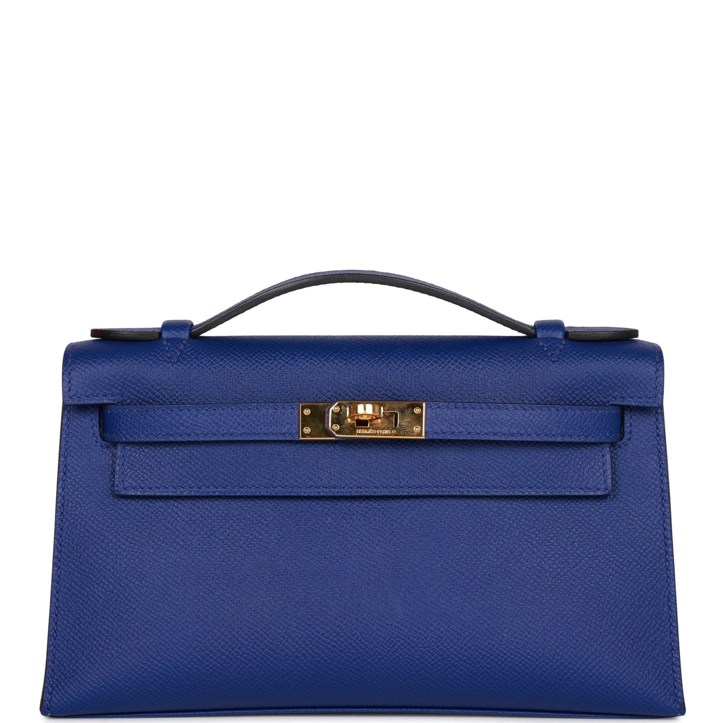 Hermes Kelly Pochette Bleu Electric Epsom Hardware Handbag Gold Travel Bag Gold Hardware