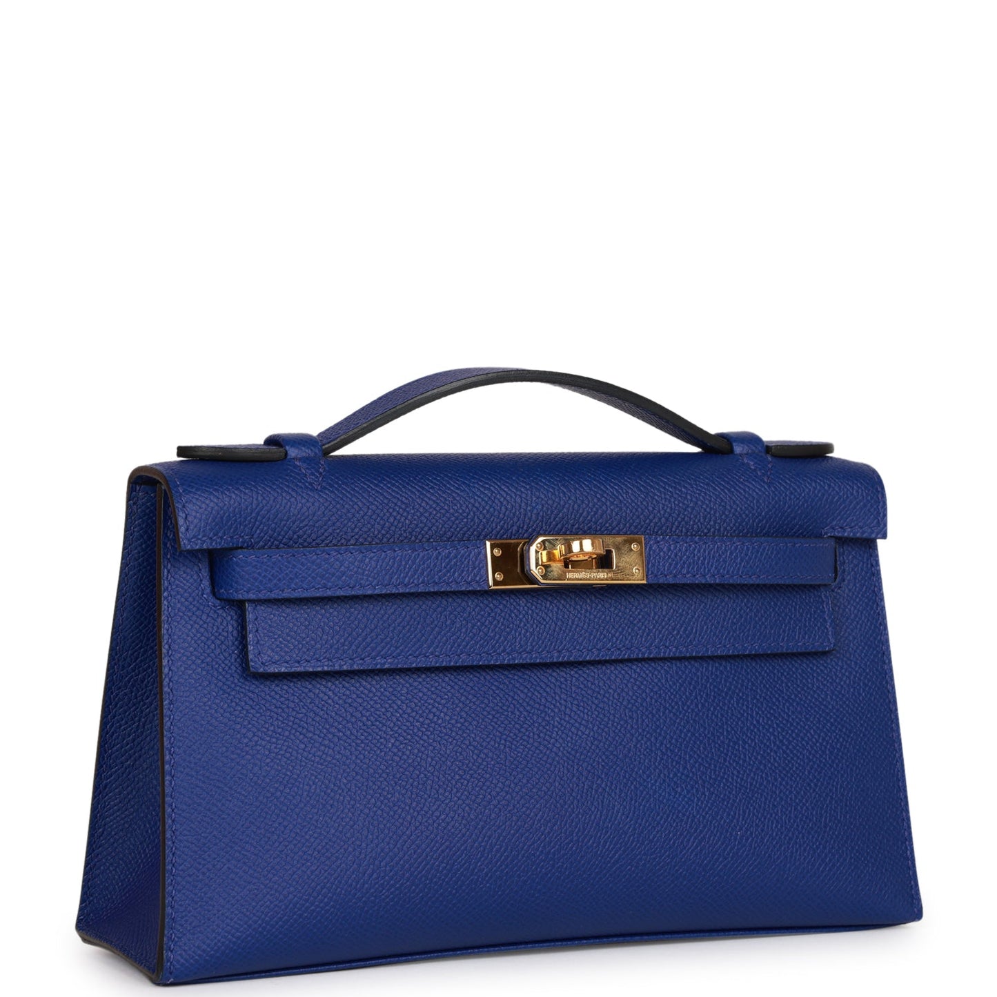 Hermes Kelly Pochette Bleu Electric Epsom Hardware Handbag Gold Travel Bag