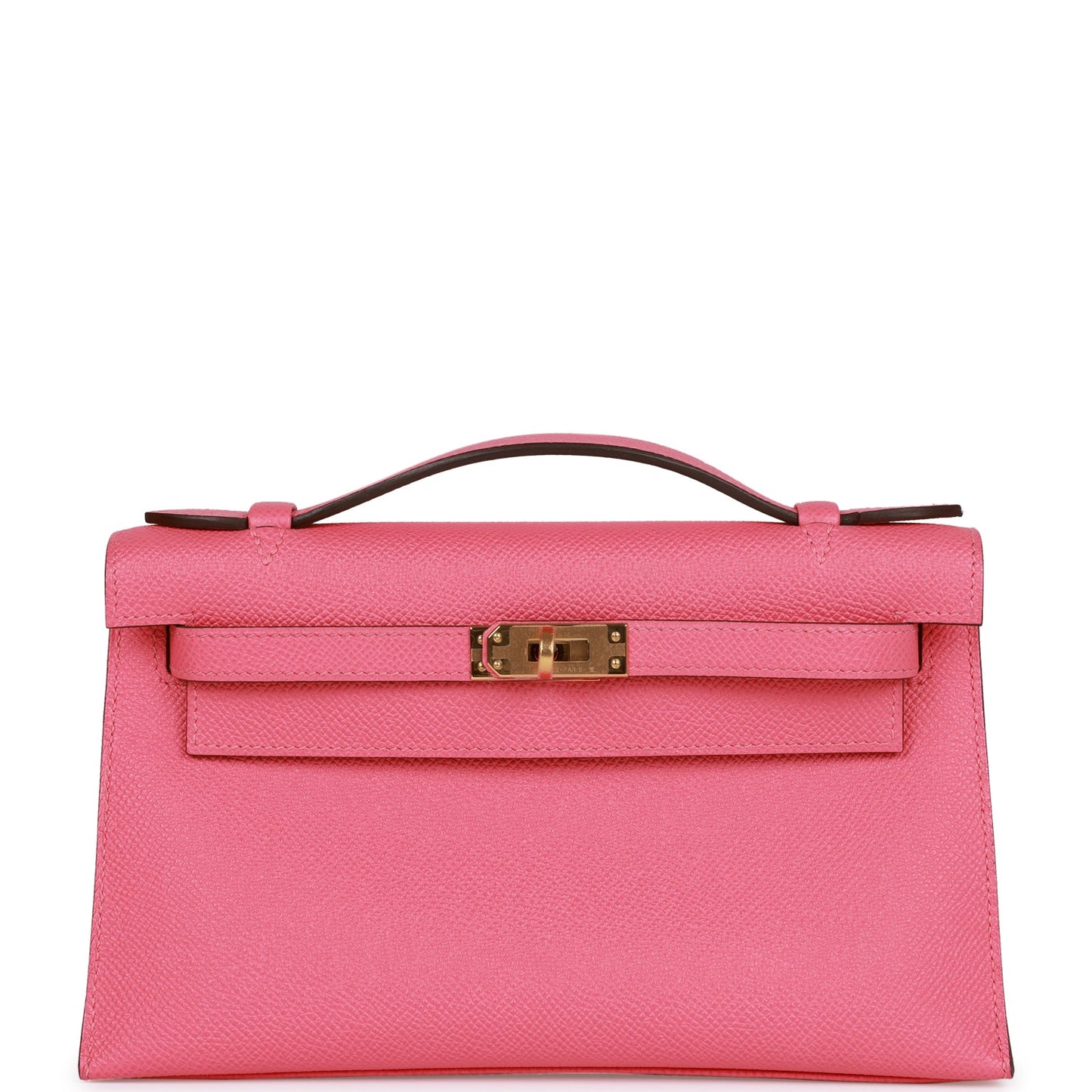 Hermes Kelly Pochette Rose Azalee Epsom Hardware Clutch Bag Gold