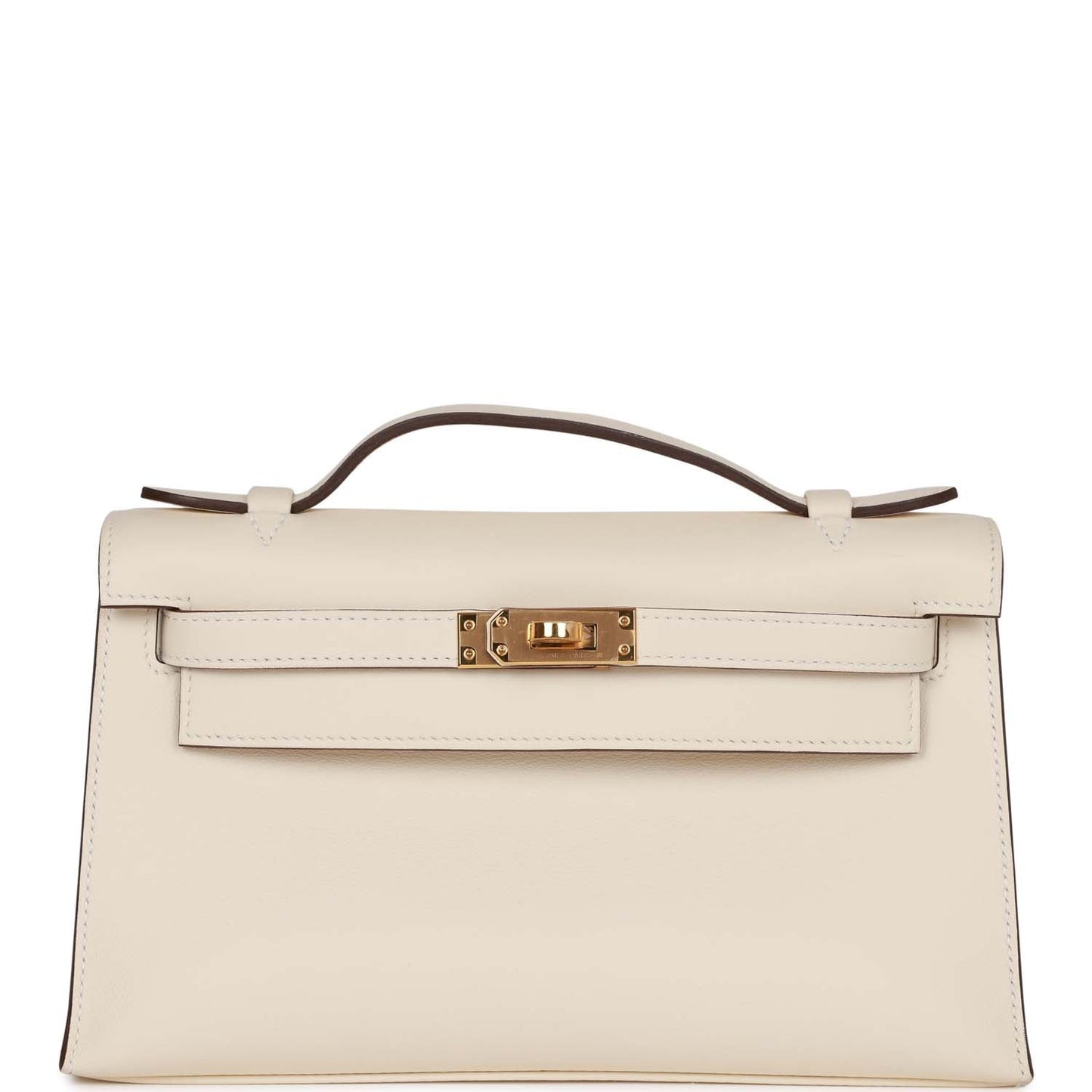 Hermes Kelly Pochette Nata Swift Hardware Clutch Bag Gold