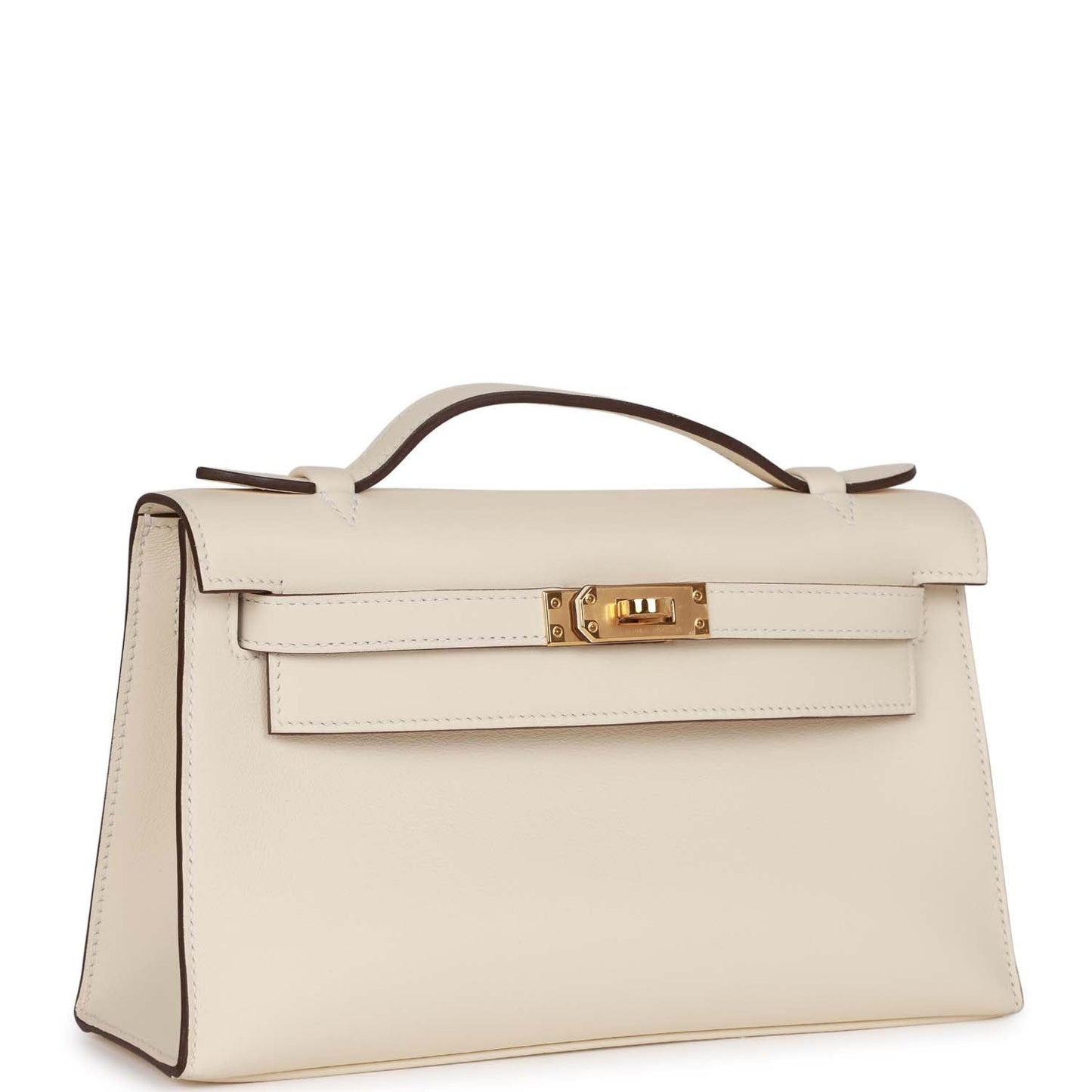 Hermes Kelly Pochette Nata Swift Hardware Clutch Bag Gold