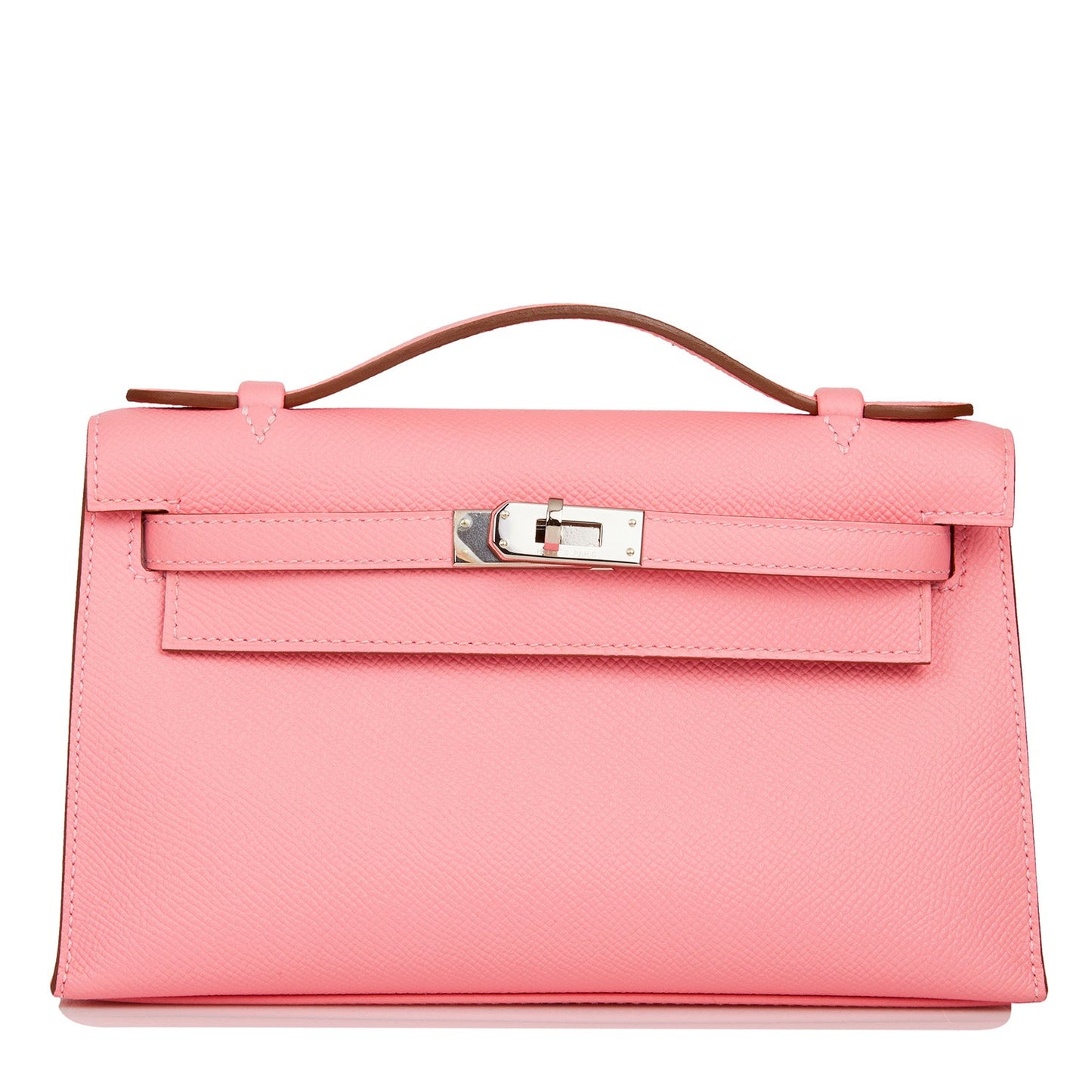 Hermes Kelly Pochette Rose Confetti Epsom Palladium Hardware Travel Bag