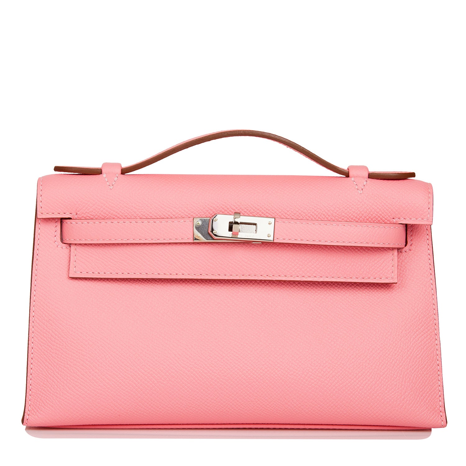 Hermes Kelly Pochette Rose Confetti Epsom Palladium Hardware Travel Bag