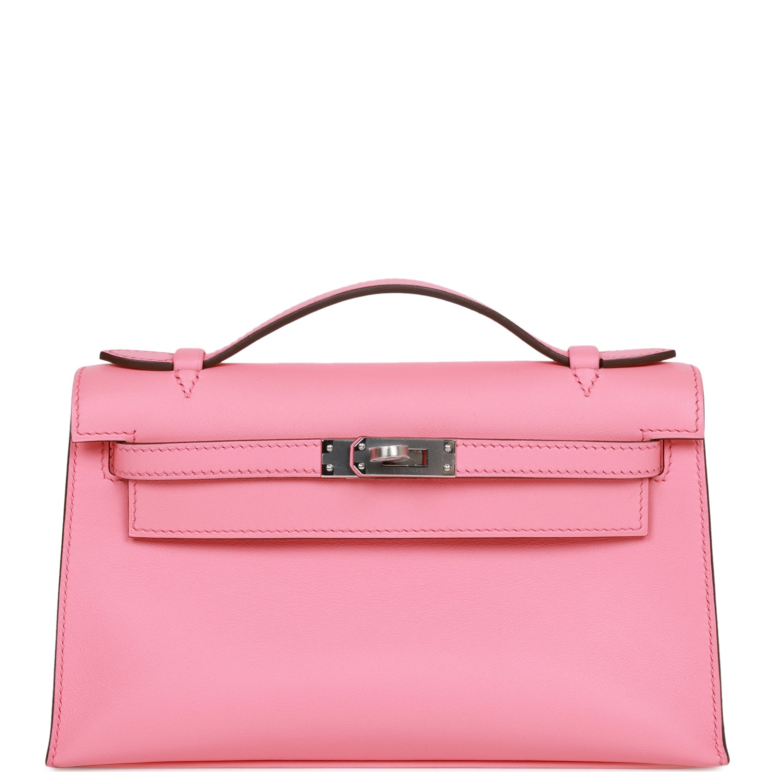 Hermes Kelly Pochette Rose Ete Swift Palladium Hardware Clutch Clutch Bag