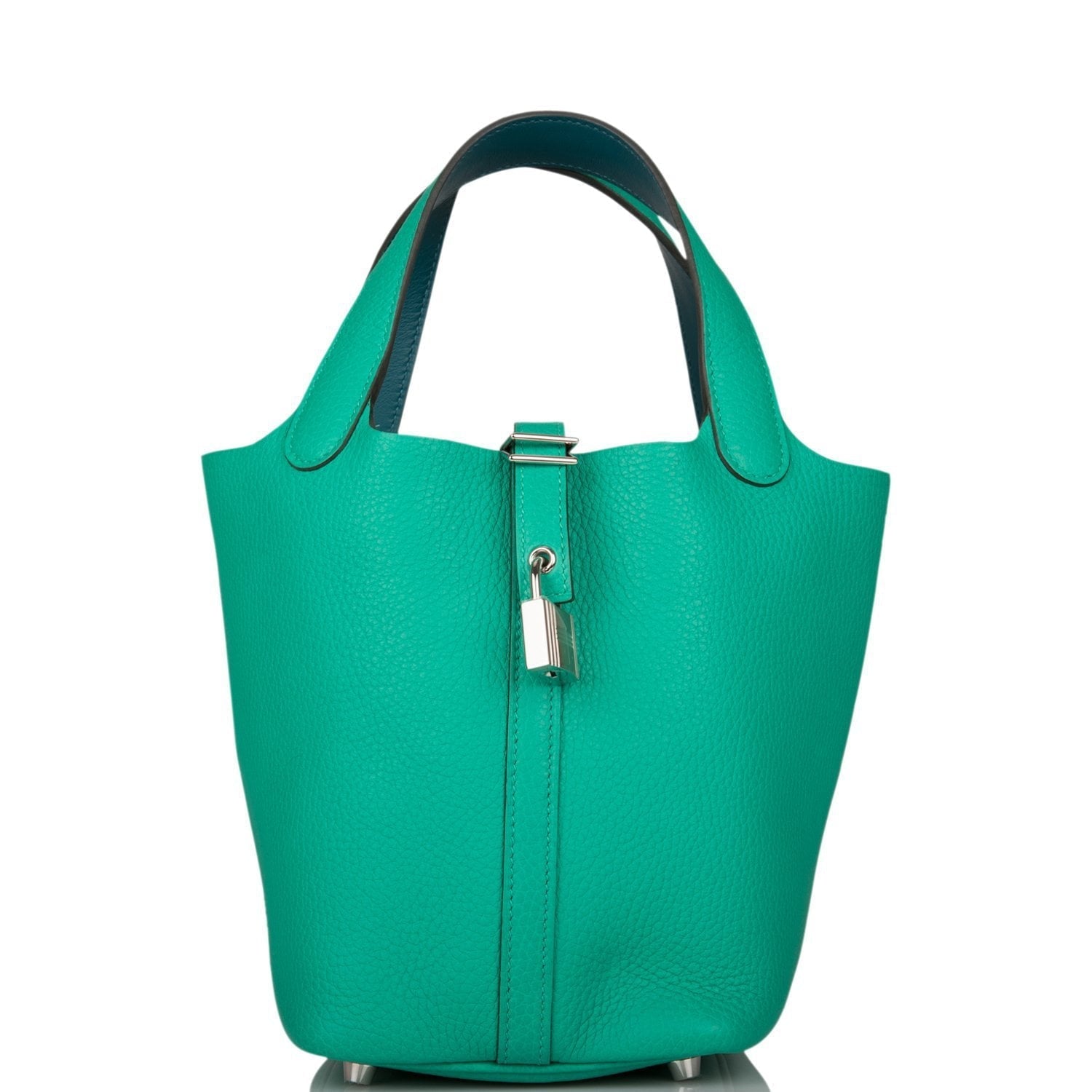 Hermes Menthe Clemence Picotin Lock Palladium Hardware Handbag Travel Bag