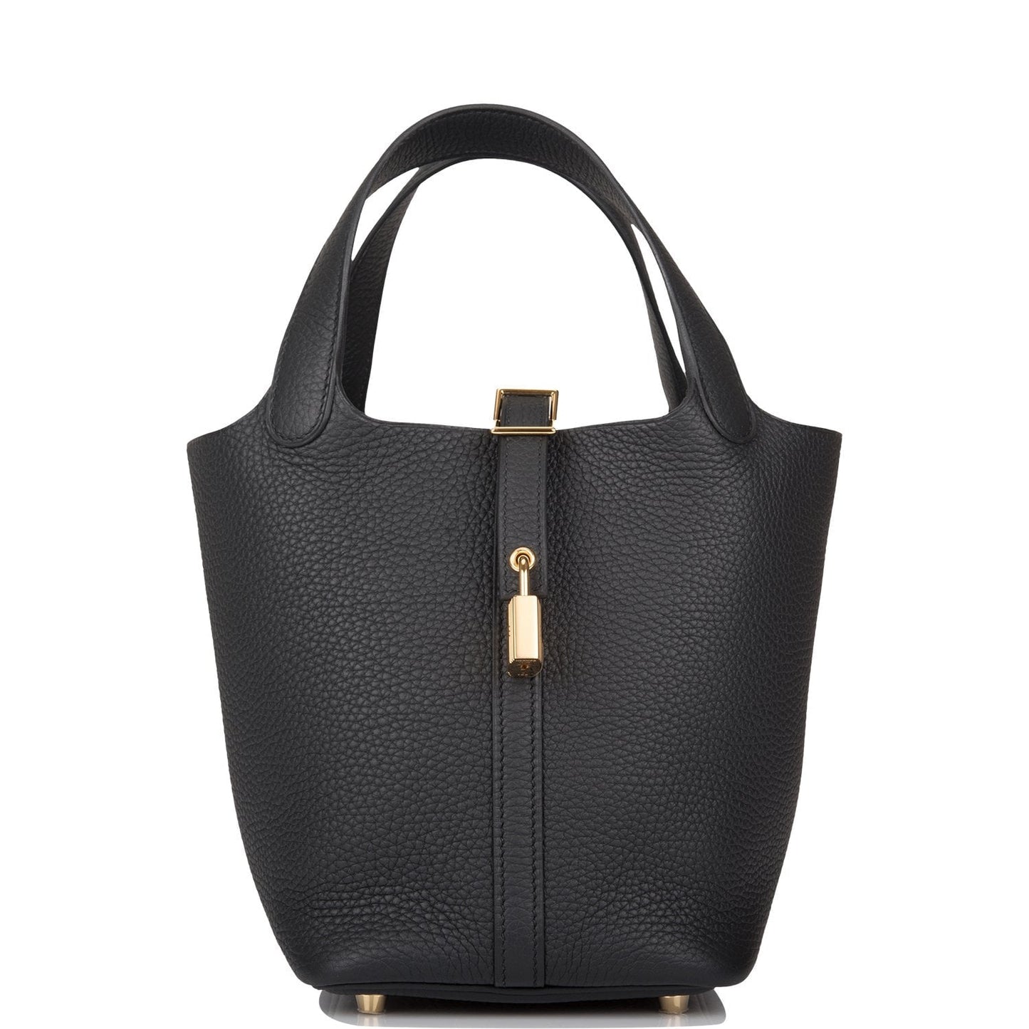 Hermes Clemence Picotin Lock Hardware Handbag Black Gold Travel Bag Hardware 1