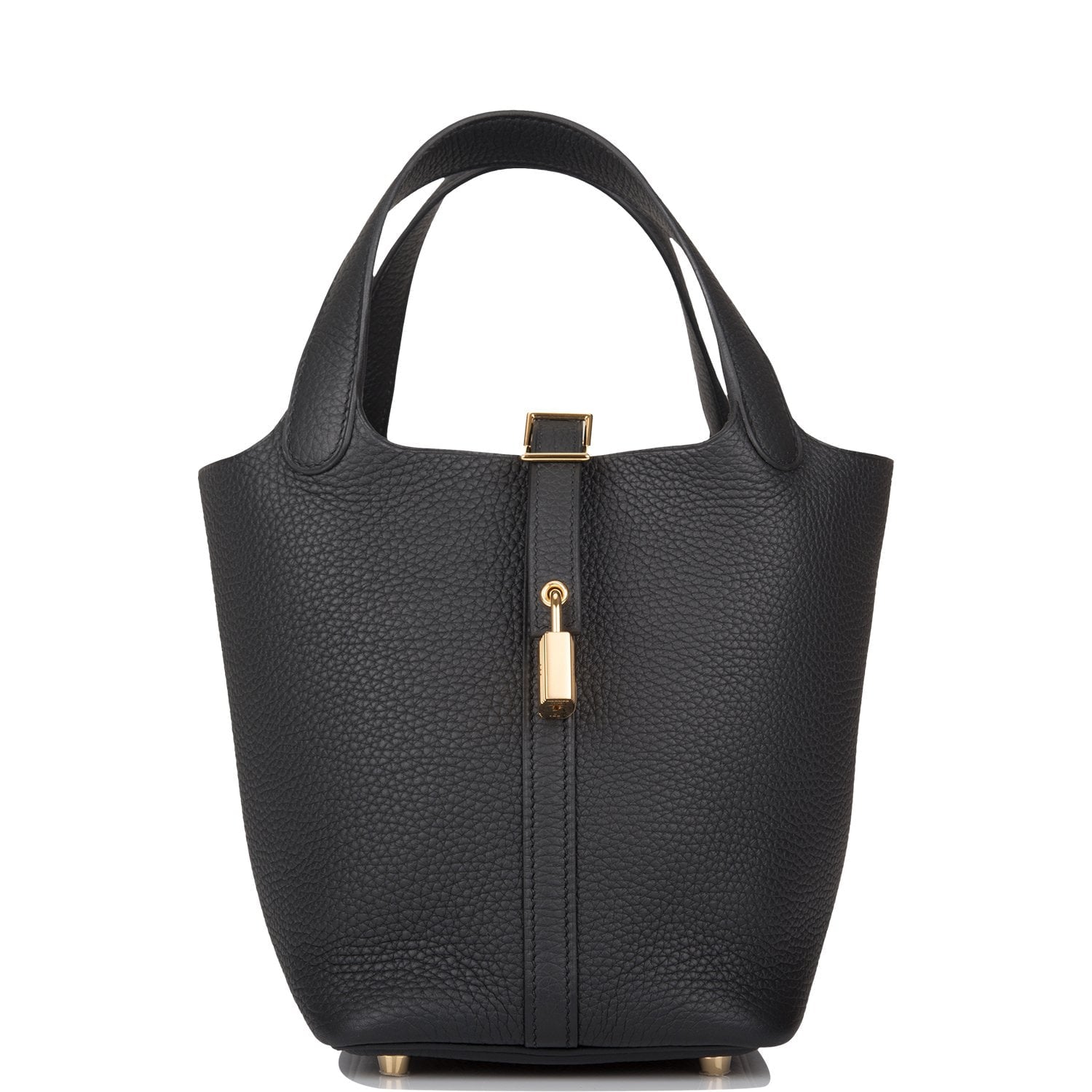 Hermes Clemence Picotin Lock Hardware Handbag Black Gold Travel Bag Hardware 1