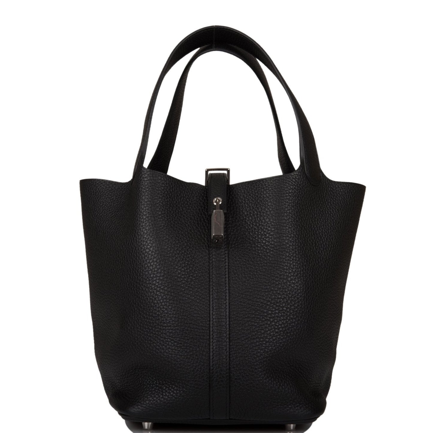 Hermes Clemence Picotin Lock Palladium Hardware Handbag Black Travel Bag