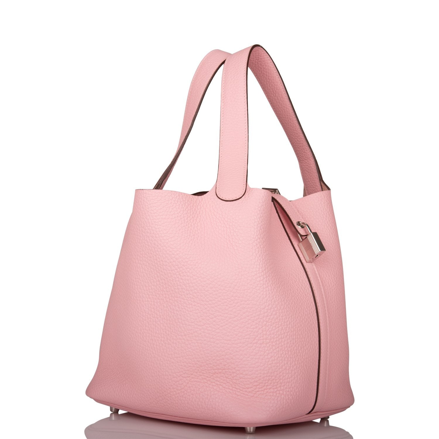 Hermes Rose Sakura Clemence Picotin Lock Palladium Hardware Travel Bag Palladium Hardware