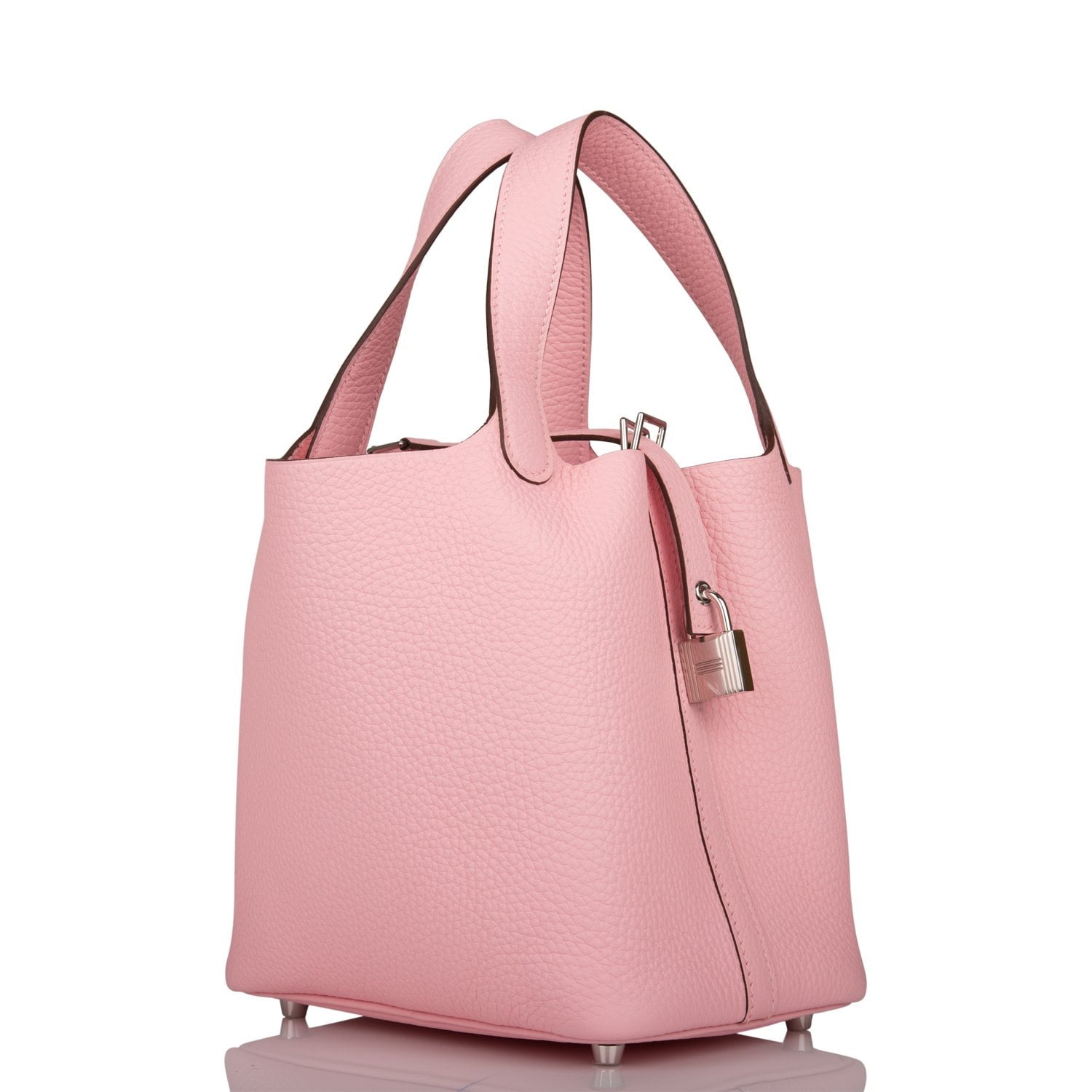 Hermes Rose Sakura Clemence Picotin Lock Palladium Hardware Travel Bag