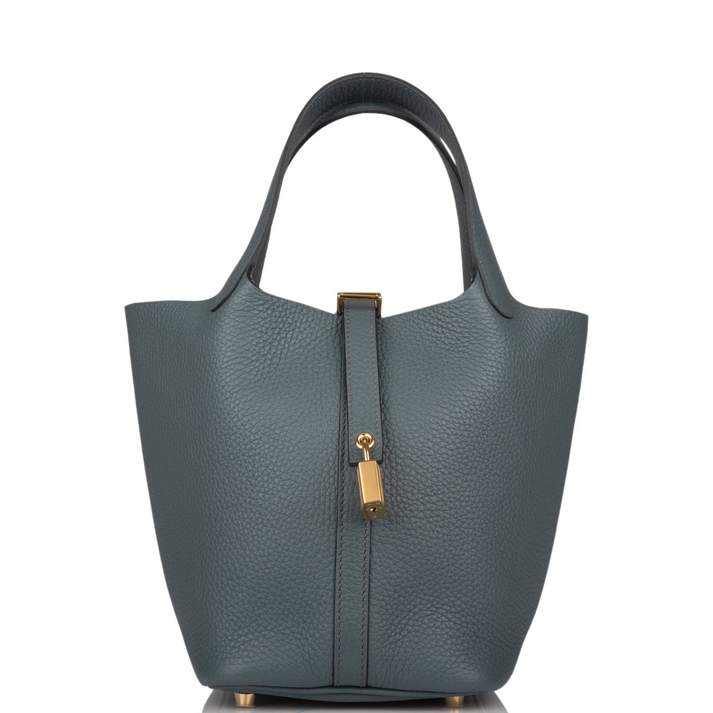 Hermes Picotin Lock Bleu Orage Clemence Hardware Handbag Gold Travel Bag