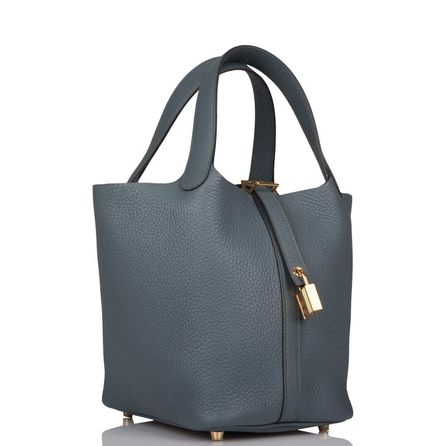 Hermes Picotin Lock Bleu Orage Clemence Hardware Handbag Gold Travel Bag