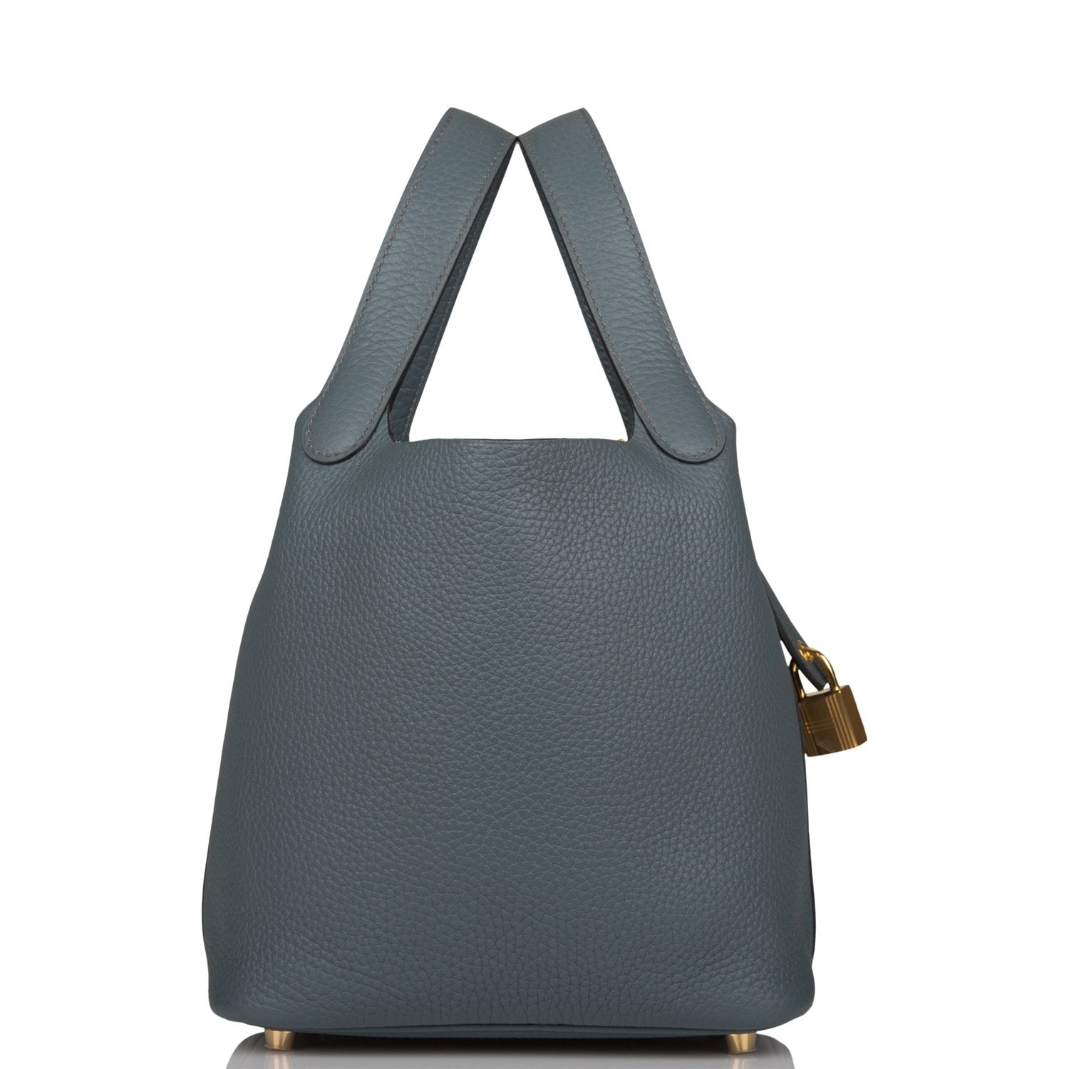 Hermes Picotin Lock Bleu Orage Clemence Hardware Handbag Gold Travel Bag