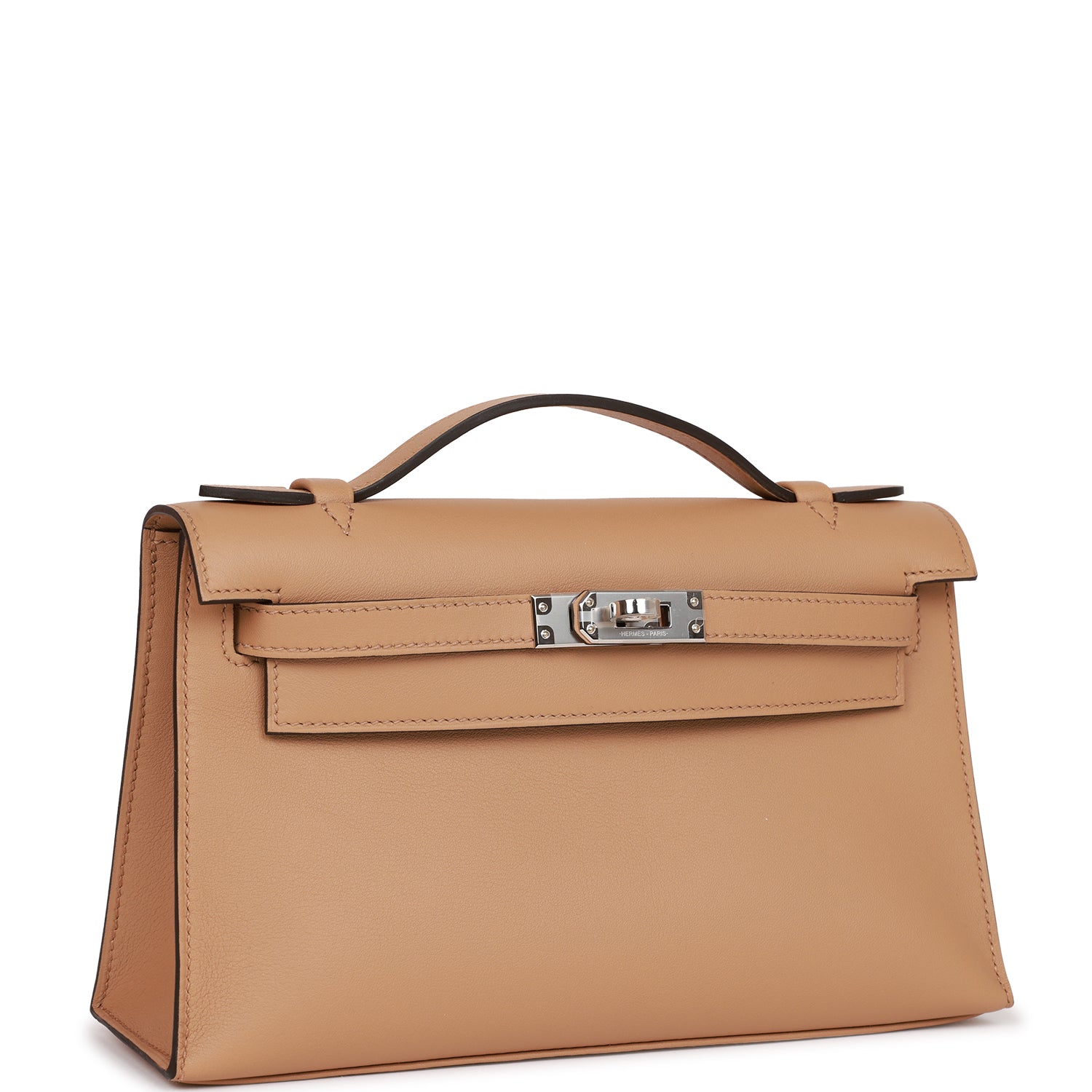 Hermes Kelly Pochette Chai Swift Palladium Hardware Handbag Travel Bag
