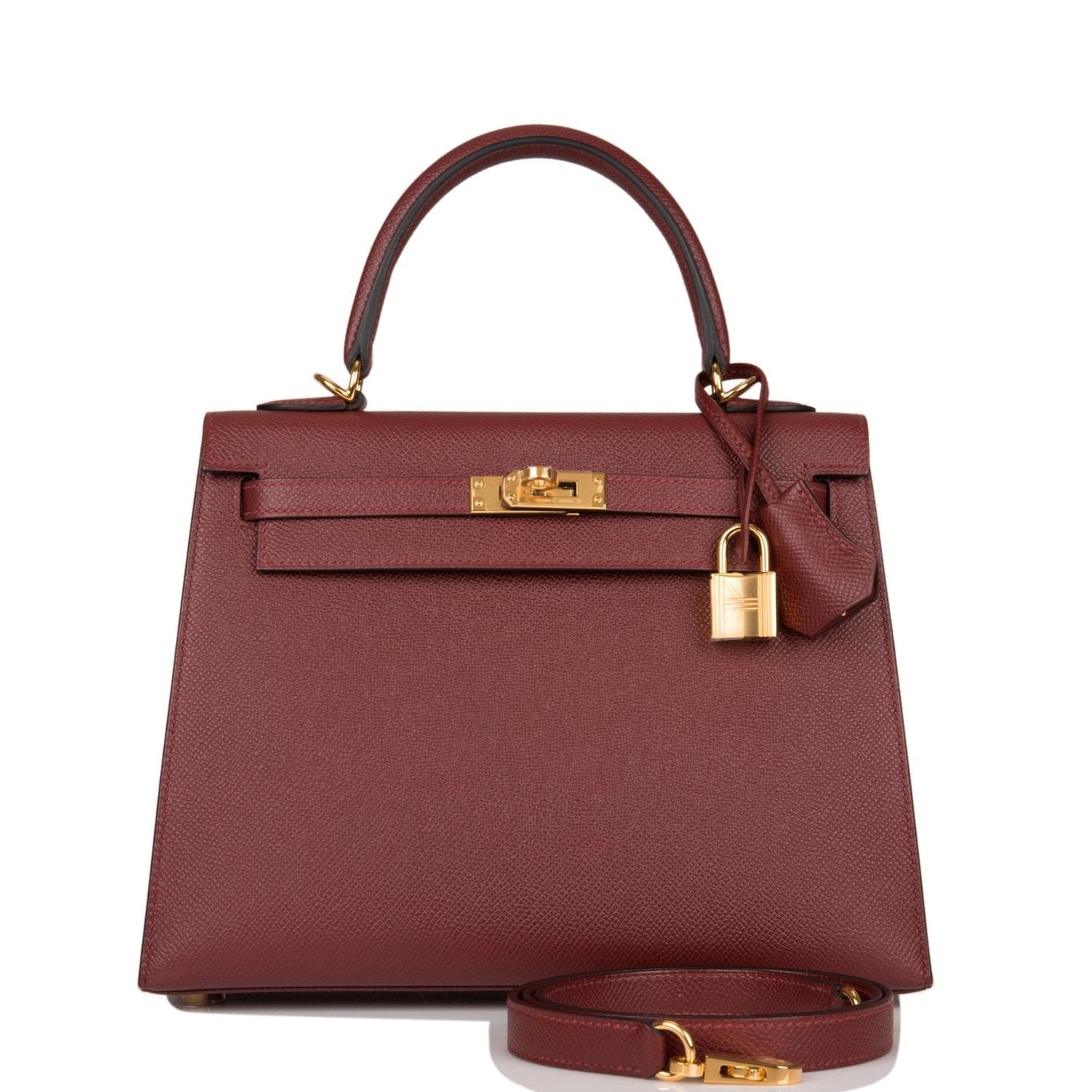 Hermes Kelly Sellier Rouge Epsom Hardware Handbag Gold Travel Bag