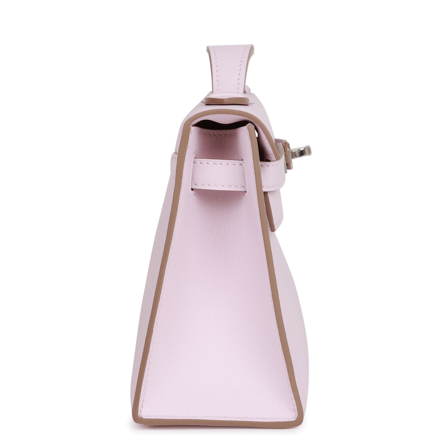 Hermes Kelly Pochette Mauve Pale Swift Palladium Hardware Travel Bag Hardware 1