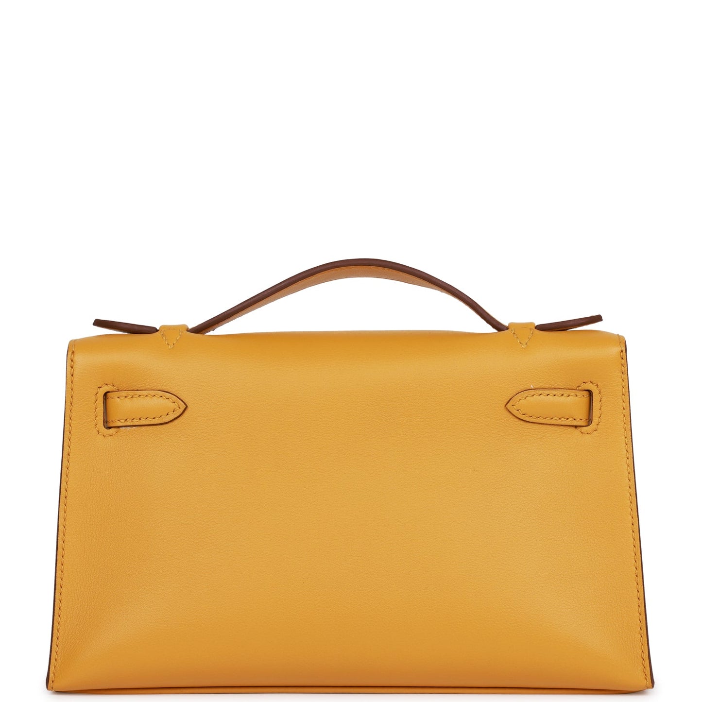 Hermes Kelly Pochette Jaune Ambre Swift Hardware Clutch Bag Gold