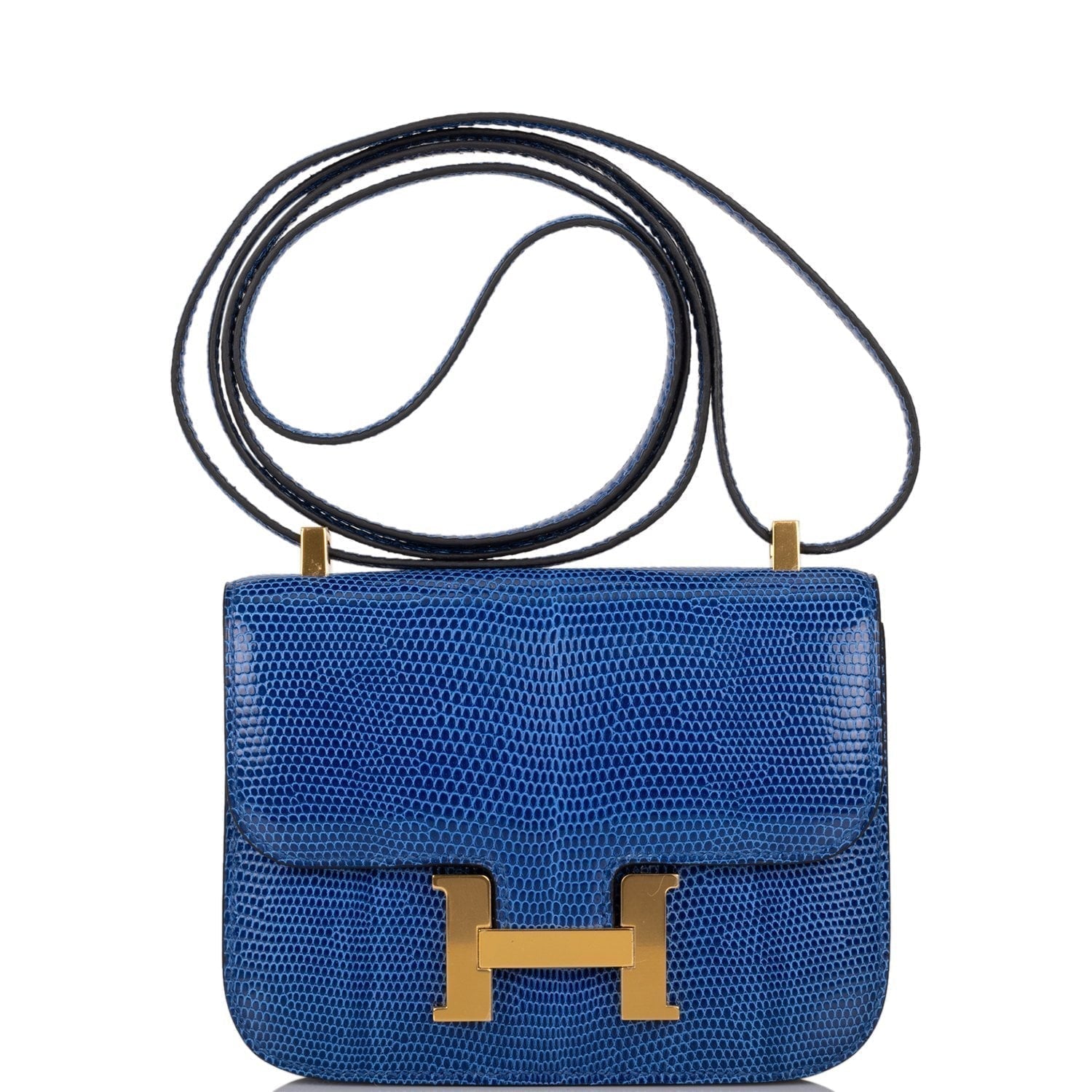 Hermes Micro Constance Bleu Saphir Lizard Niloticus Hardware Gold Travel Bag