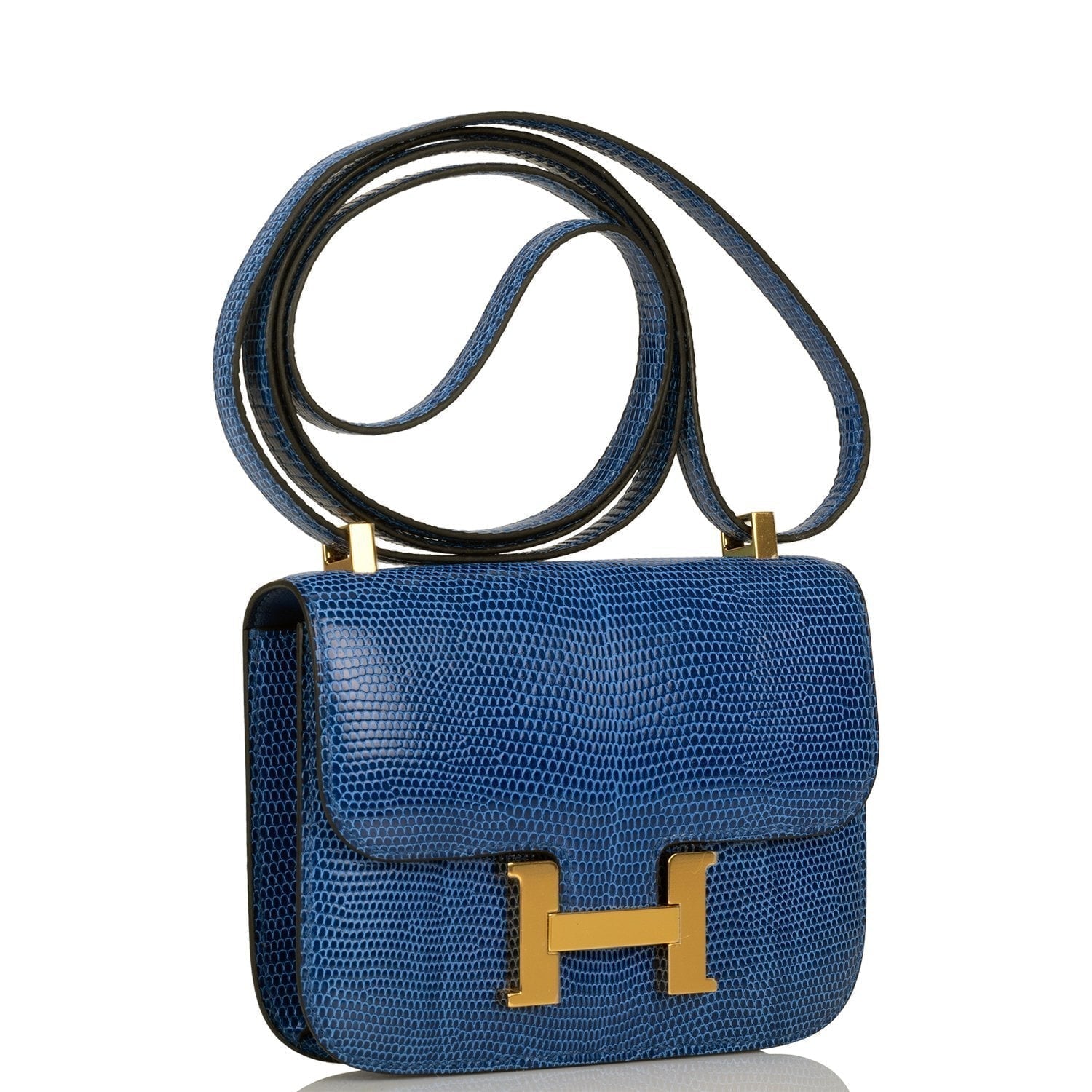 Hermes Micro Constance Bleu Saphir Lizard Niloticus Hardware Gold Travel Bag