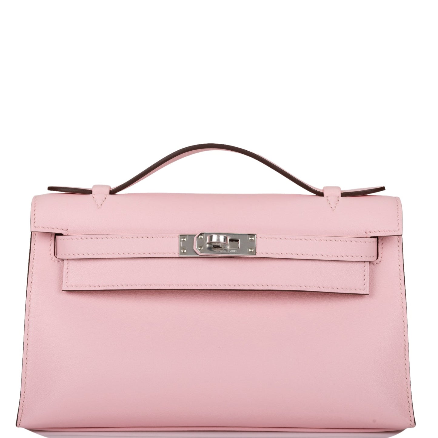 Hermes Kelly Pochette Rose Sakura Swift Palladium Hardware Travel Bag