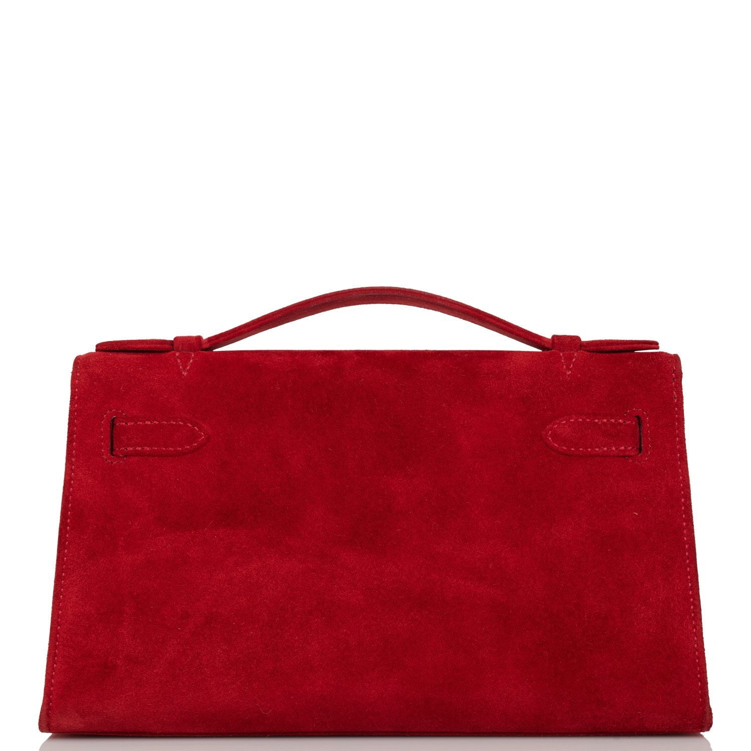 Hermes Kelly Pochette Rouge Vif Doblis Palladium Hardware Clutch Bag