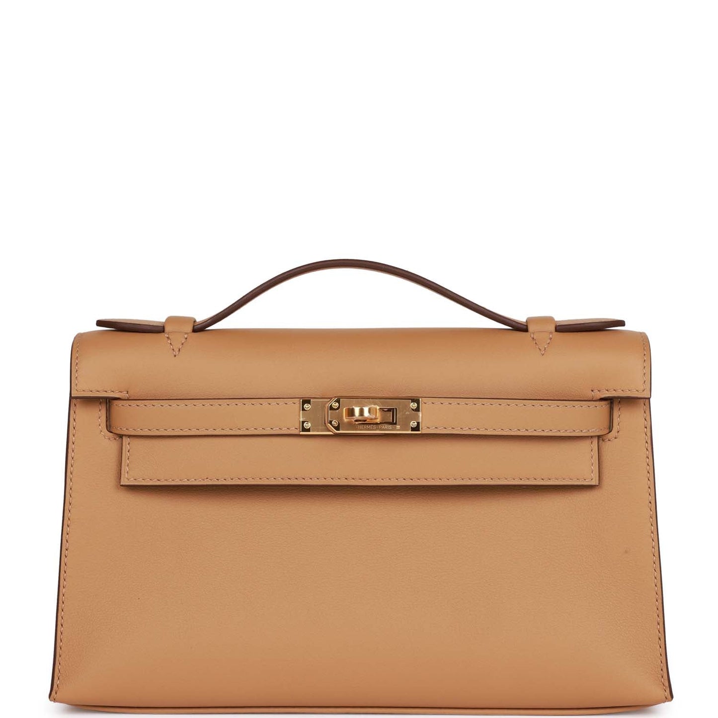 Hermes Kelly Pochette Biscuit Swift Hardware Clutch Bag Gold