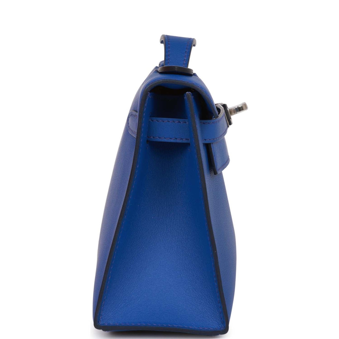 Hermes Kelly Pochette Bleu Royal Swift Palladium Hardware Handbag Travel Bag