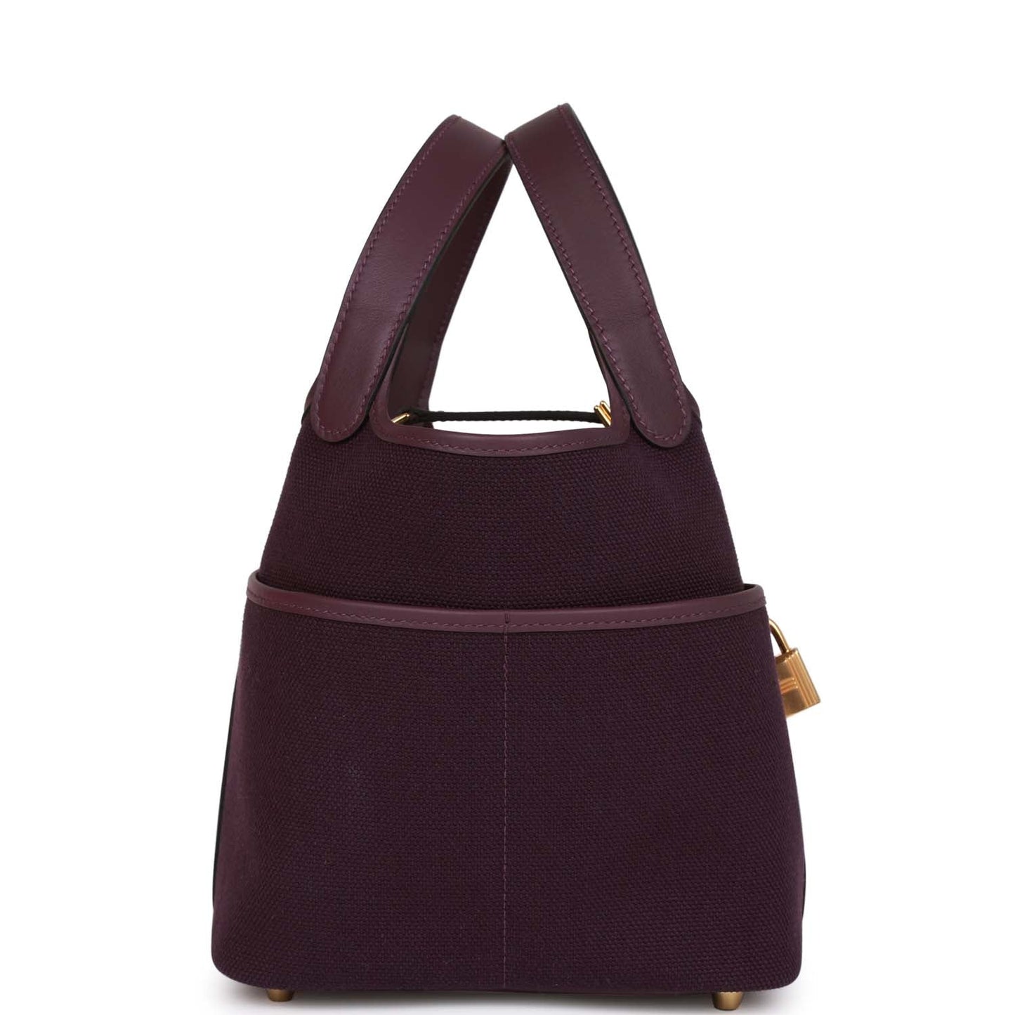 Hermes Picotin Cargo Cassis Swift And Toile Hardware Handbag Canvas Gold Travel Bag