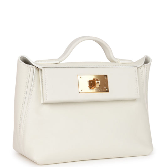 Hermes Luxury Bag Evercolor And Swift Hardware White Gold Travel Bag
