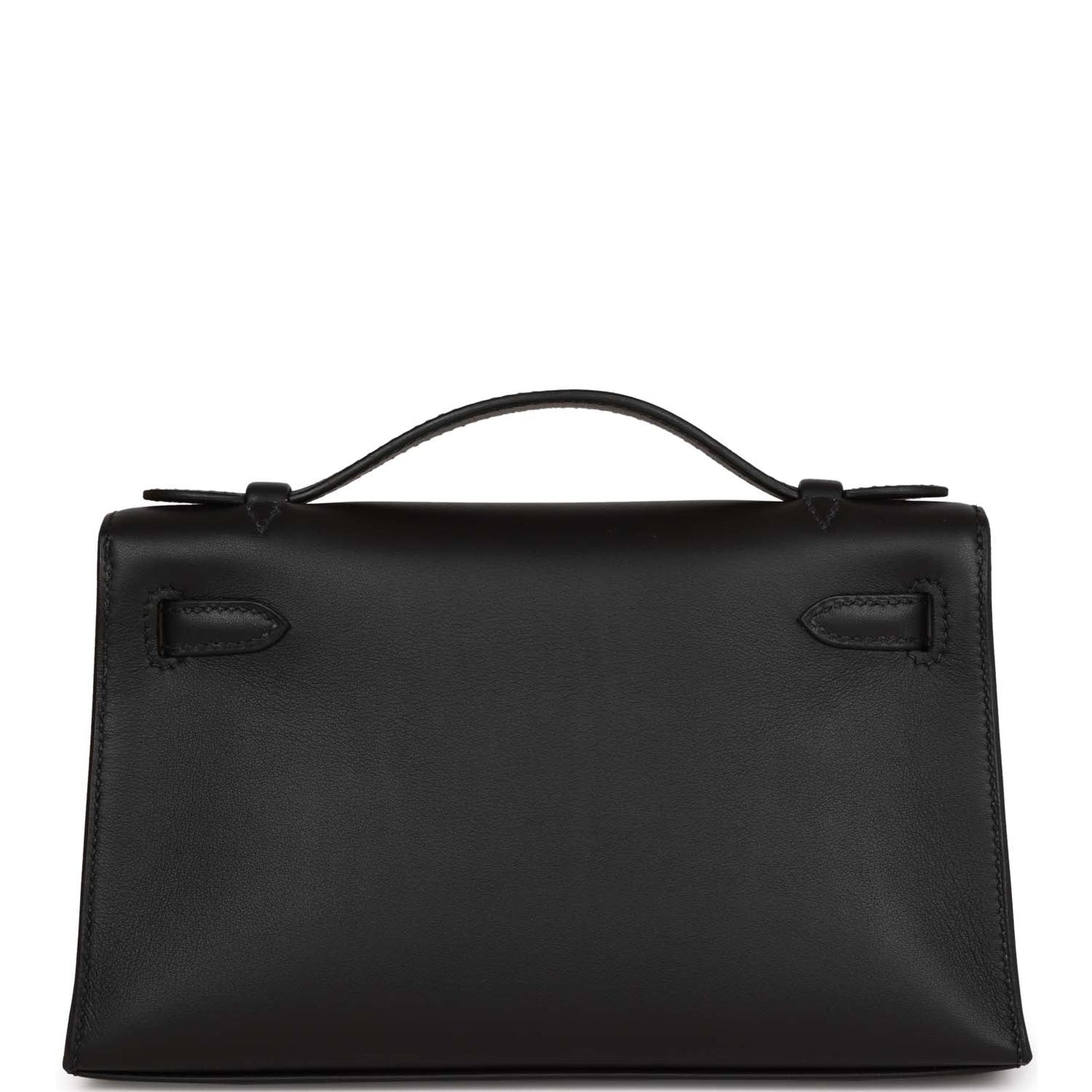 Hermes Kelly Pochette Swift Palladium Hardware Clutch Bag Black