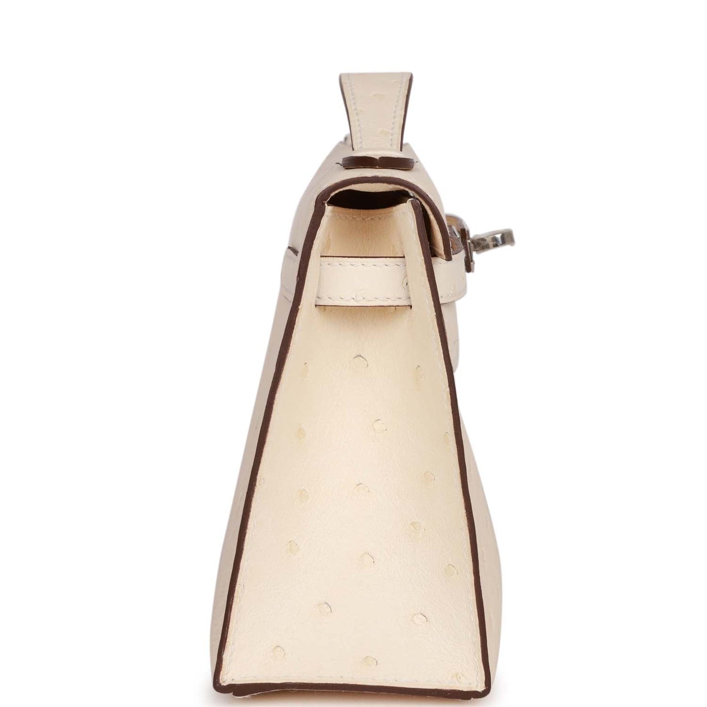 Hermes Kelly Pochette Nata Ostrich Palladium Hardware Clutch Bag