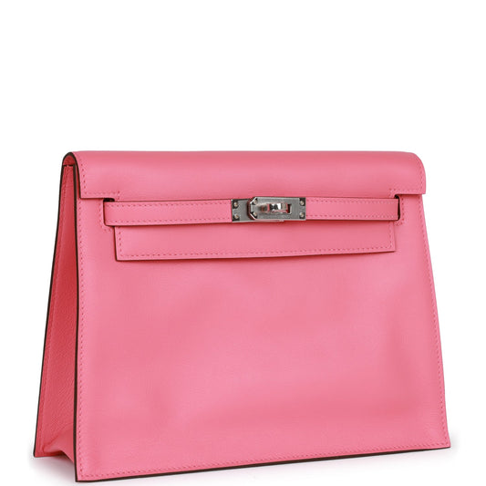Hermes Luxury Kelly Danse Rose Azalee Swfit Palladium Travel Bag