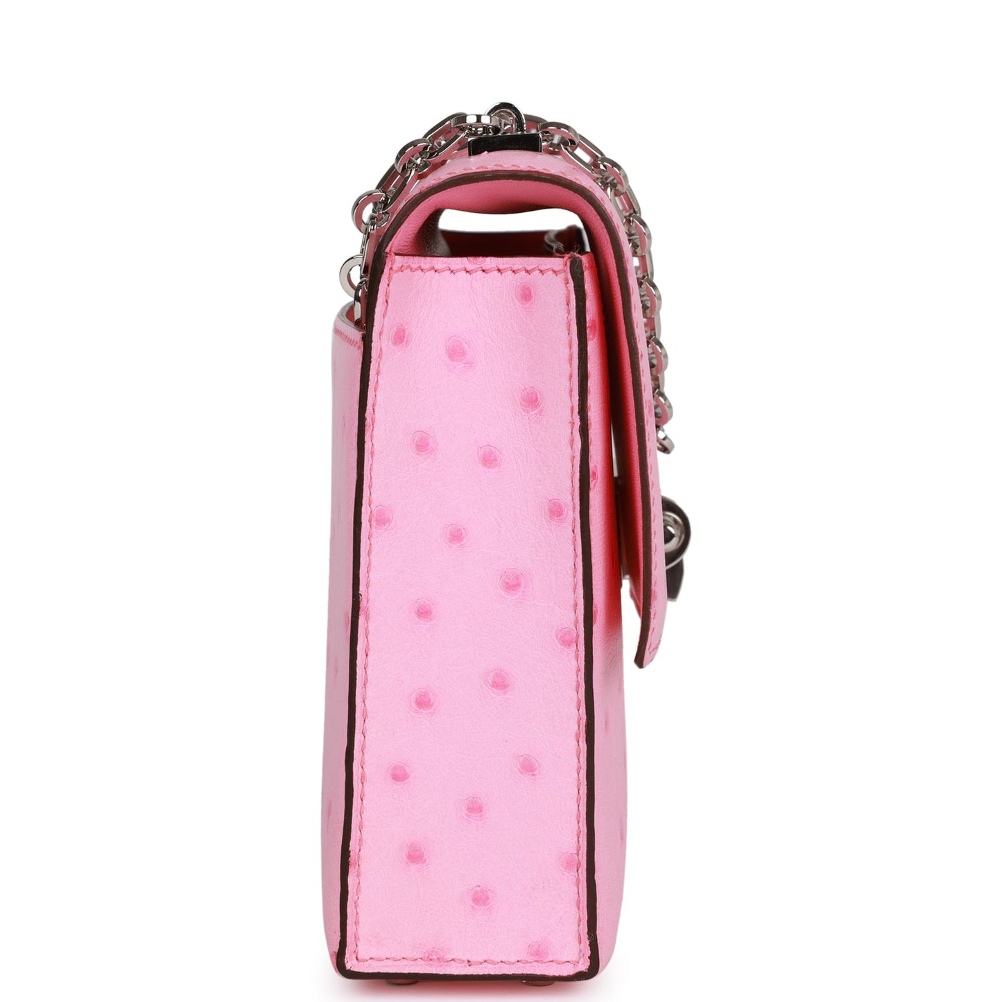Hermes Luxury Verrou Chaine Bag Bubblegum Ostrich Palladium Mini Travel Bag