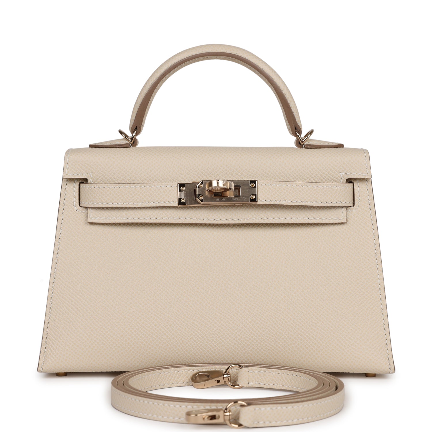 Hermes Kelly Sellier Craie Verso Epsom Permabrass Hardware Travel Bag
