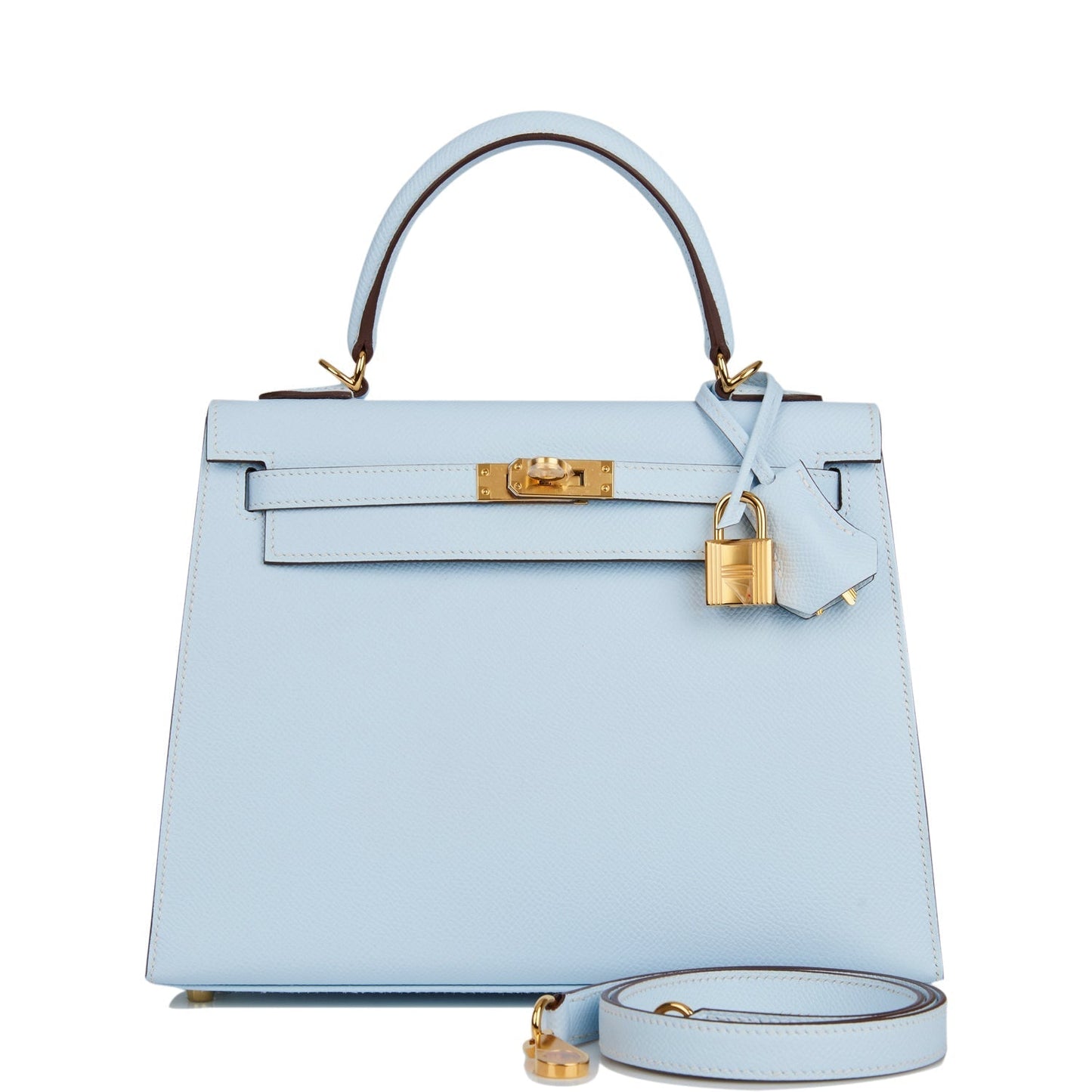 Hermes Kelly Sellier Bleu Brume Epsom Hardware Handbag Gold Travel Bag Gold Hardware