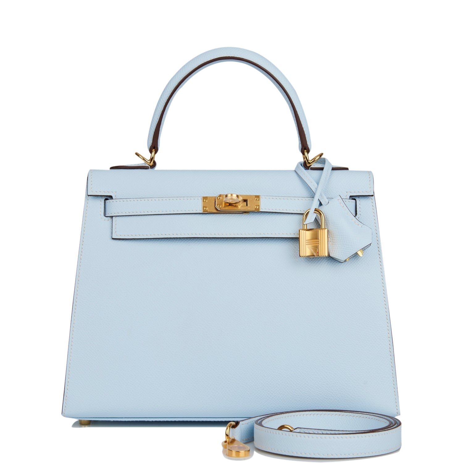 Hermes Kelly Sellier Bleu Brume Epsom Hardware Handbag Gold Travel Bag Gold Hardware