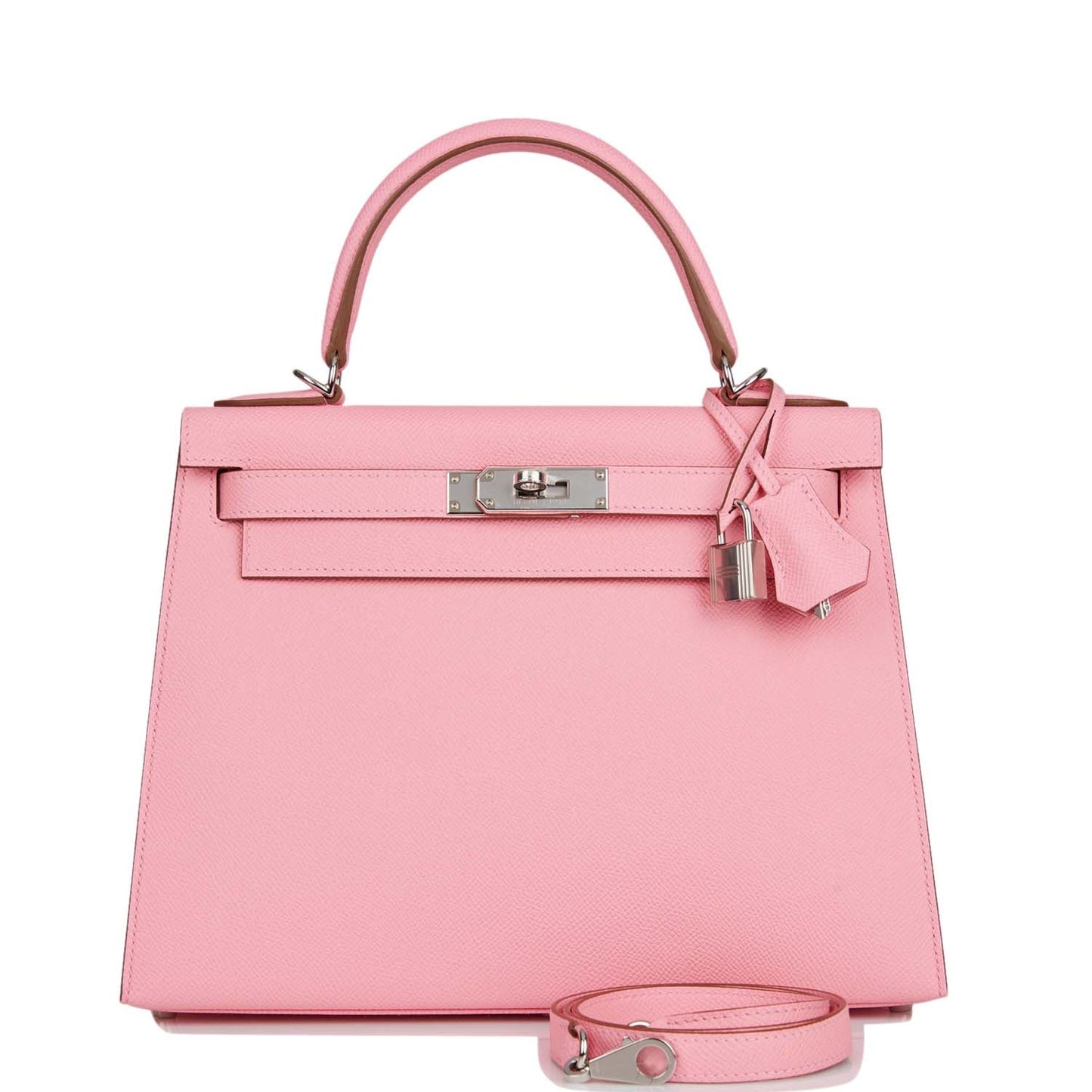 Hermes Kelly Sellier Rose Confetti Epsom Palladium Hardware Travel Bag