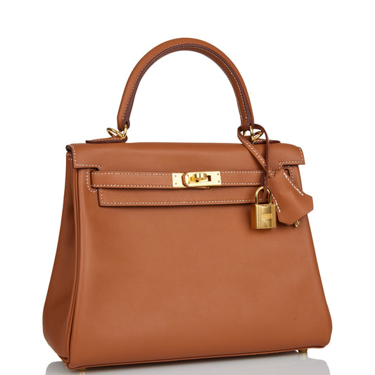Hermes Kelly Retourne Swift Hardware Handbag Gold Travel Bag