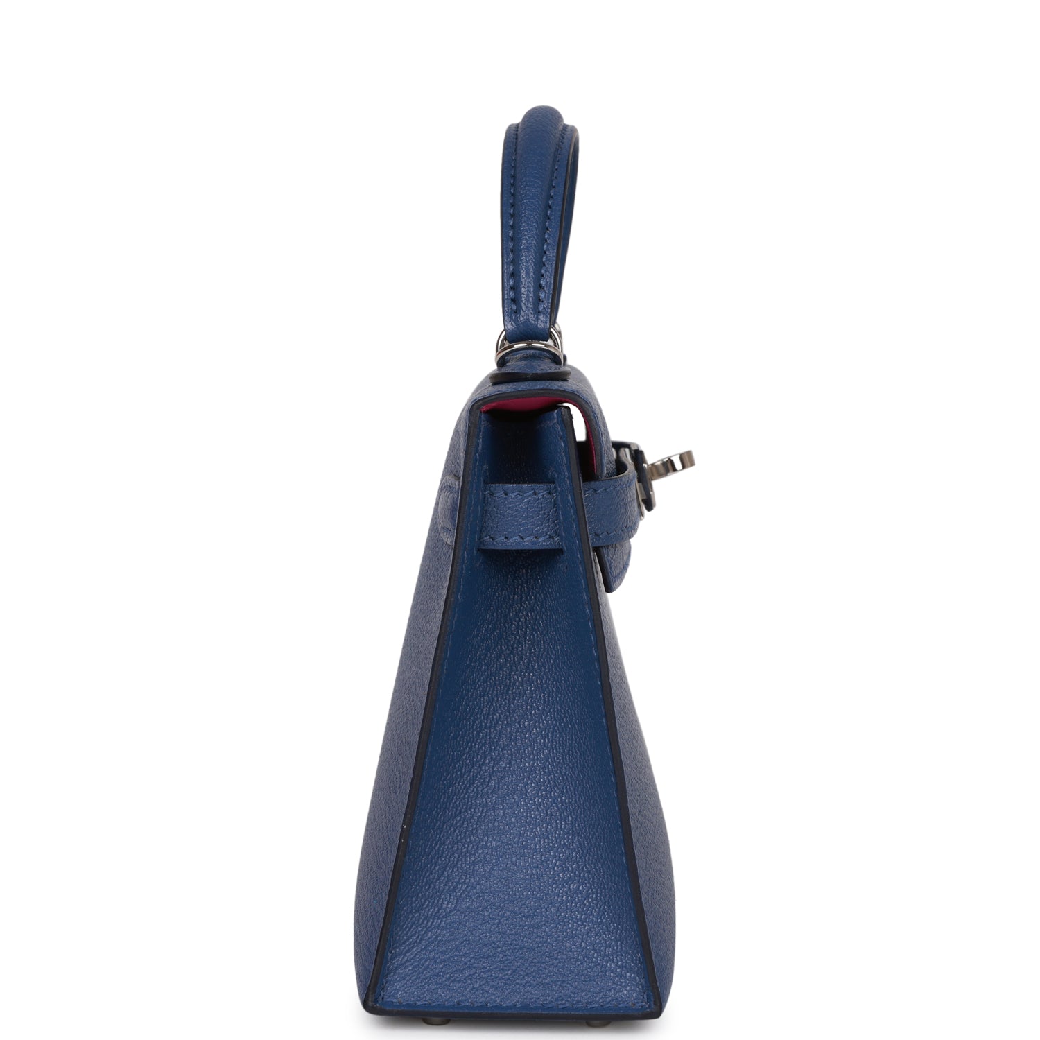 Hermes Kelly Sellier Bleu Brighton Verso Chevre Palladium Travel Bag