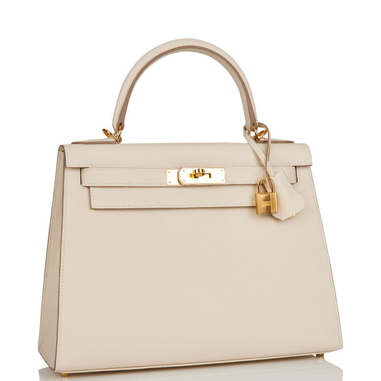 Hermes Kelly Sellier Craie Epsom Hardware Handbag Gold Travel Bag Hardware 8