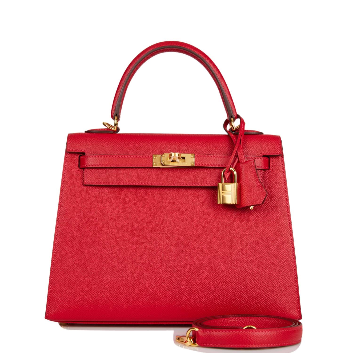 Hermes Kelly Sellier Rouge Cas Ue Epsom Hardware Gold Travel Bag Gold Hardware
