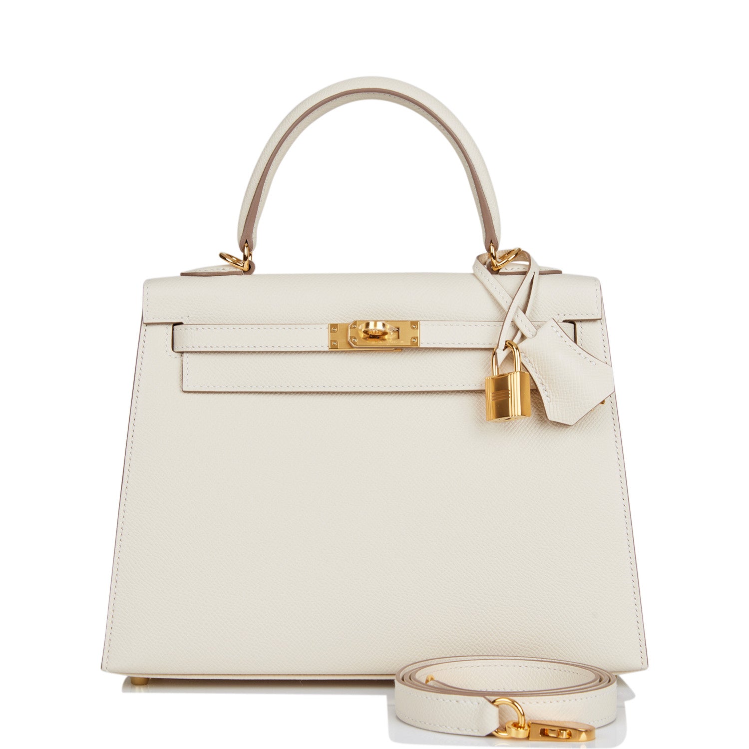 Hermes Kelly Sellier Craie Epsom Hardware Handbag Gold Travel Bag Hardware 2