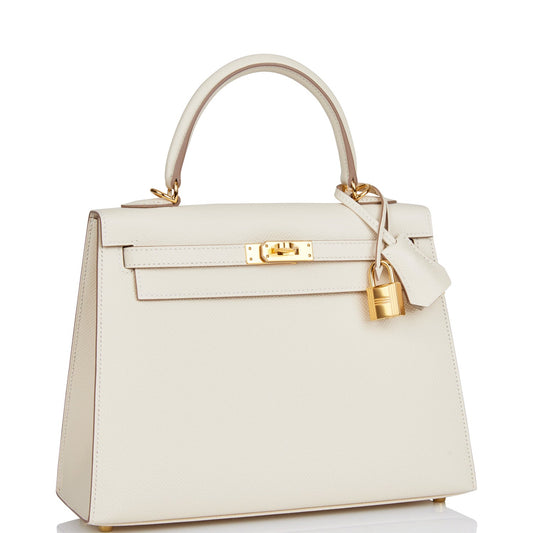 Hermes Kelly Sellier Craie Epsom Hardware Handbag Gold Travel Bag Hardware 2