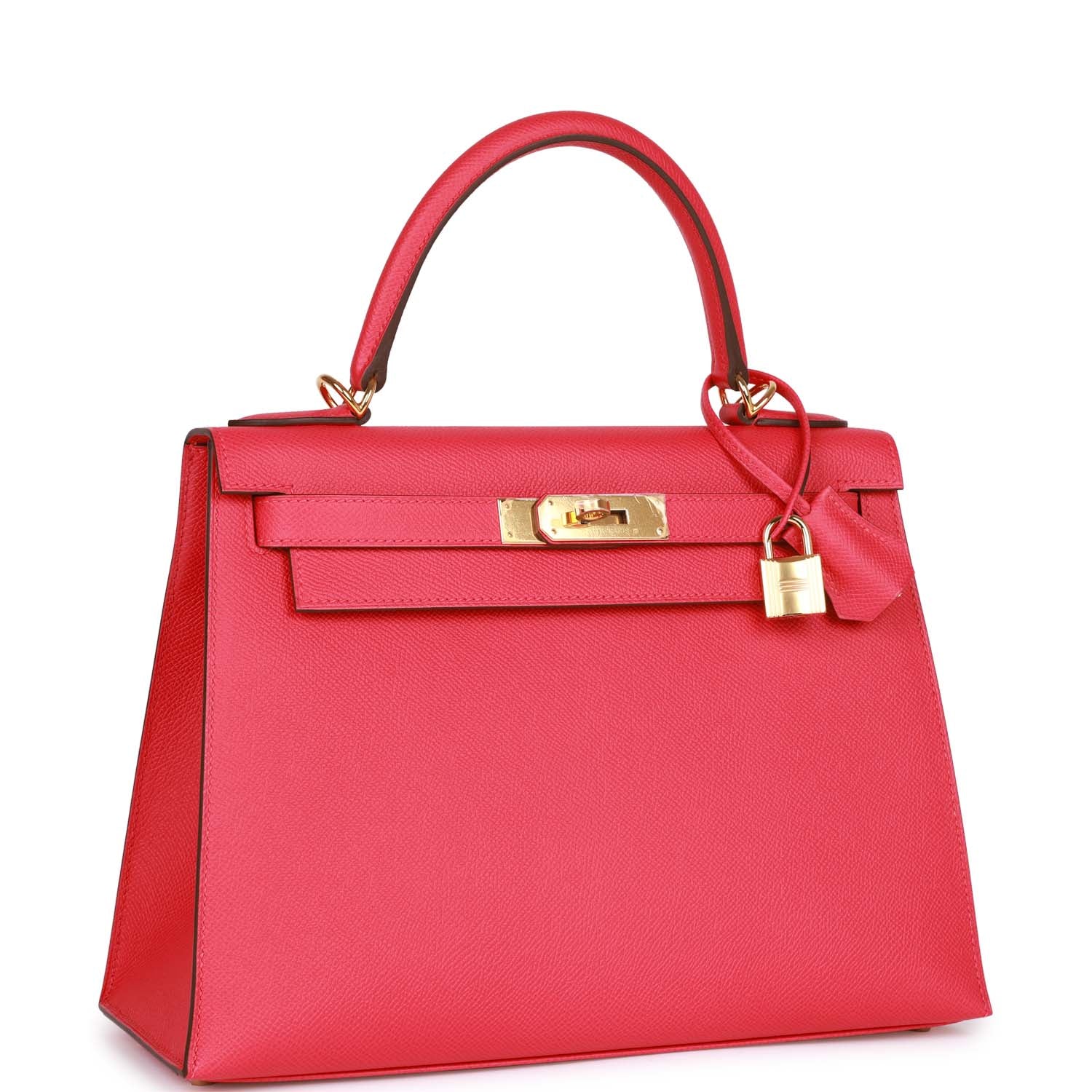 Hermes Kelly Sellier Rose Extreme Epsom Hardware Handbag Gold Travel Bag