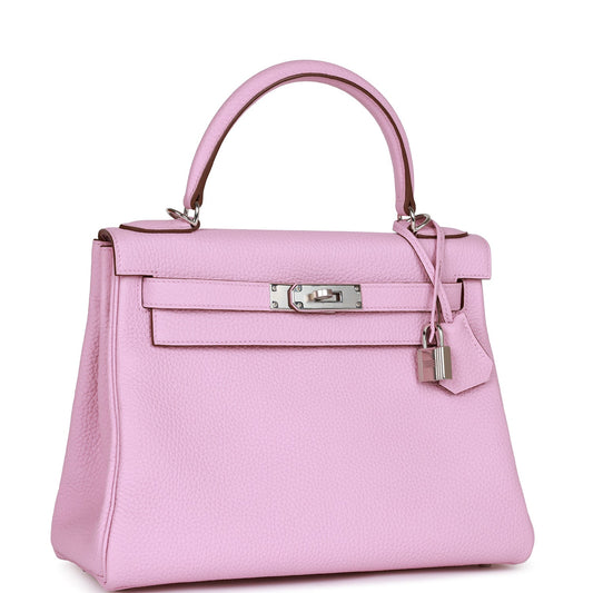Hermes Kelly Retourne Mauve Sylvestre Clemence Palladium Hardware Handbag Travel Bag